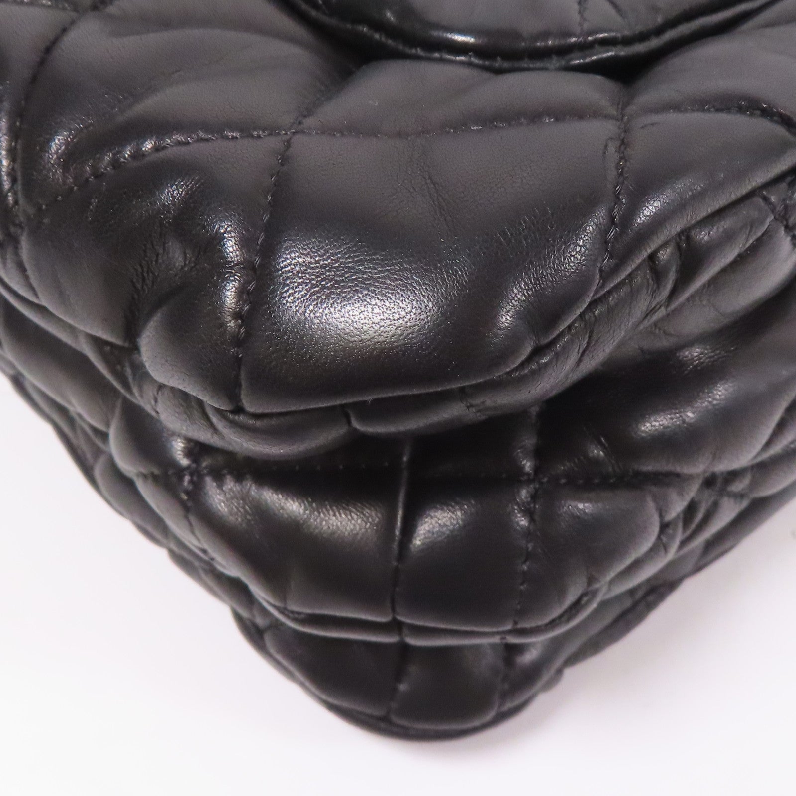 CHANEL 皮革3 Compartment Top Quilted銀扣鏈帶手挽肩背兩用袋