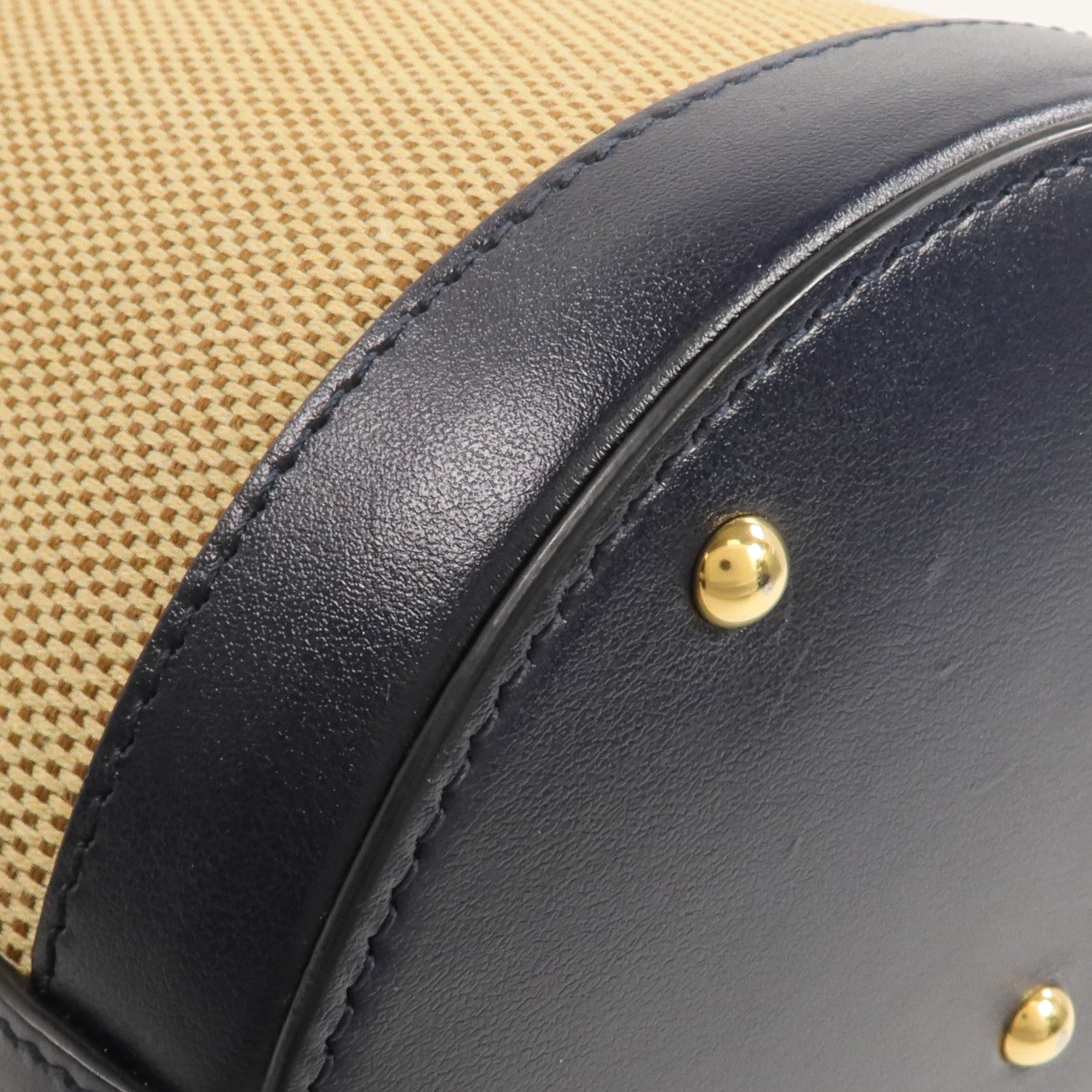 GUCCI 牛皮皮革/帆布Horsebit 1955 Bucket Bag金扣手挽袋