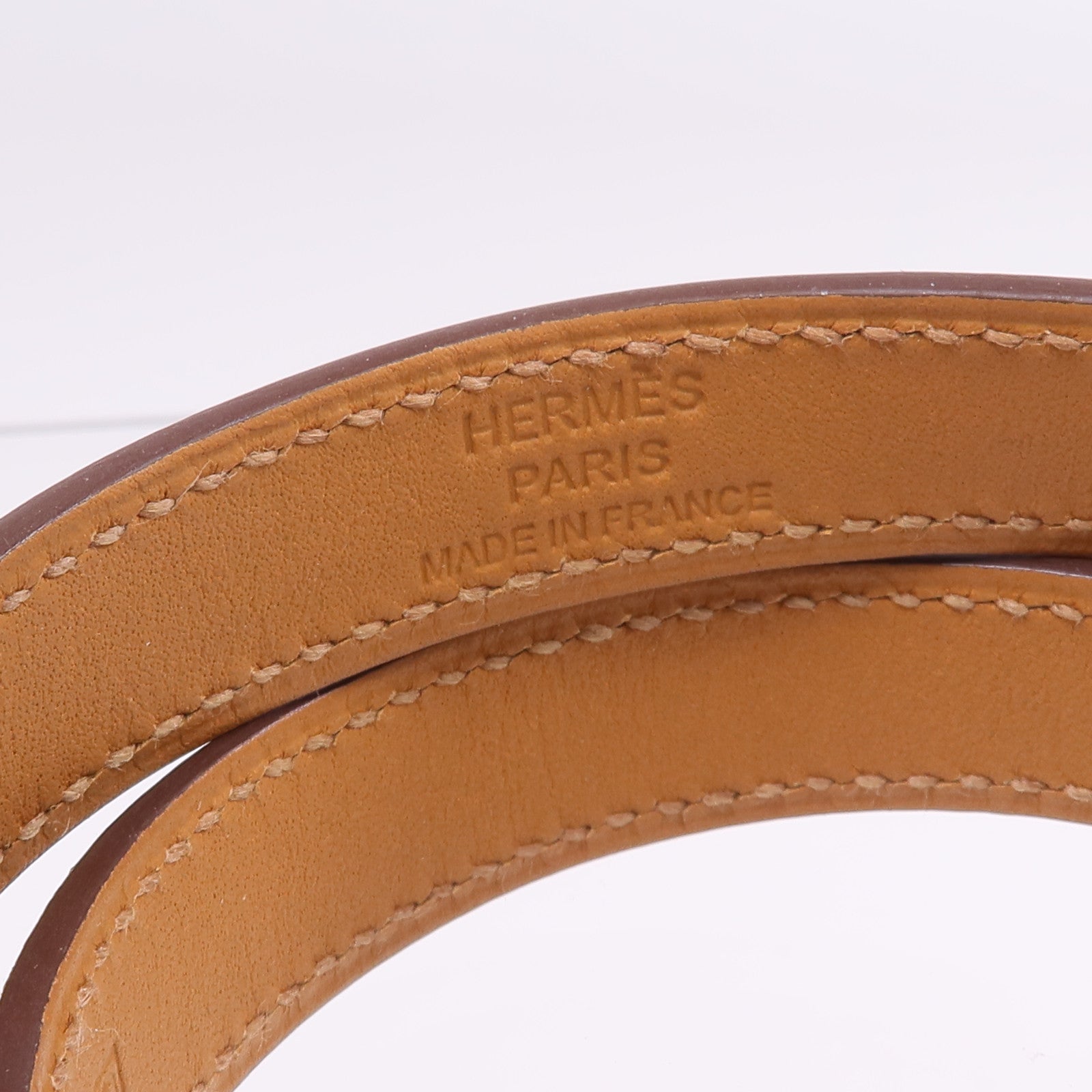 HERMES Swift皮革Kelly Double Tour Bracelet銀扣手帶Etoupe