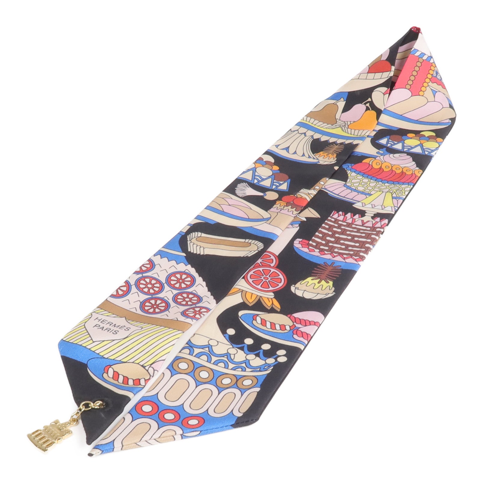 HERMES 絲質La Patisserie Francaise Charm Twilly絲巾