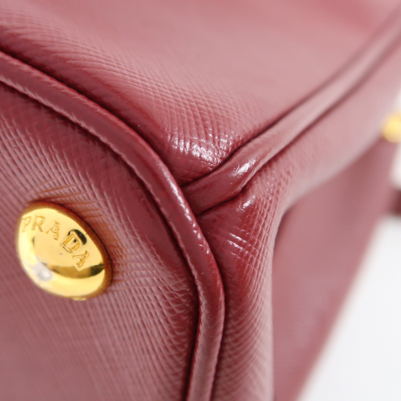 PRADA 【激減優惠】Saffiano皮革Galleria金扣手挽肩背兩用袋紅色
