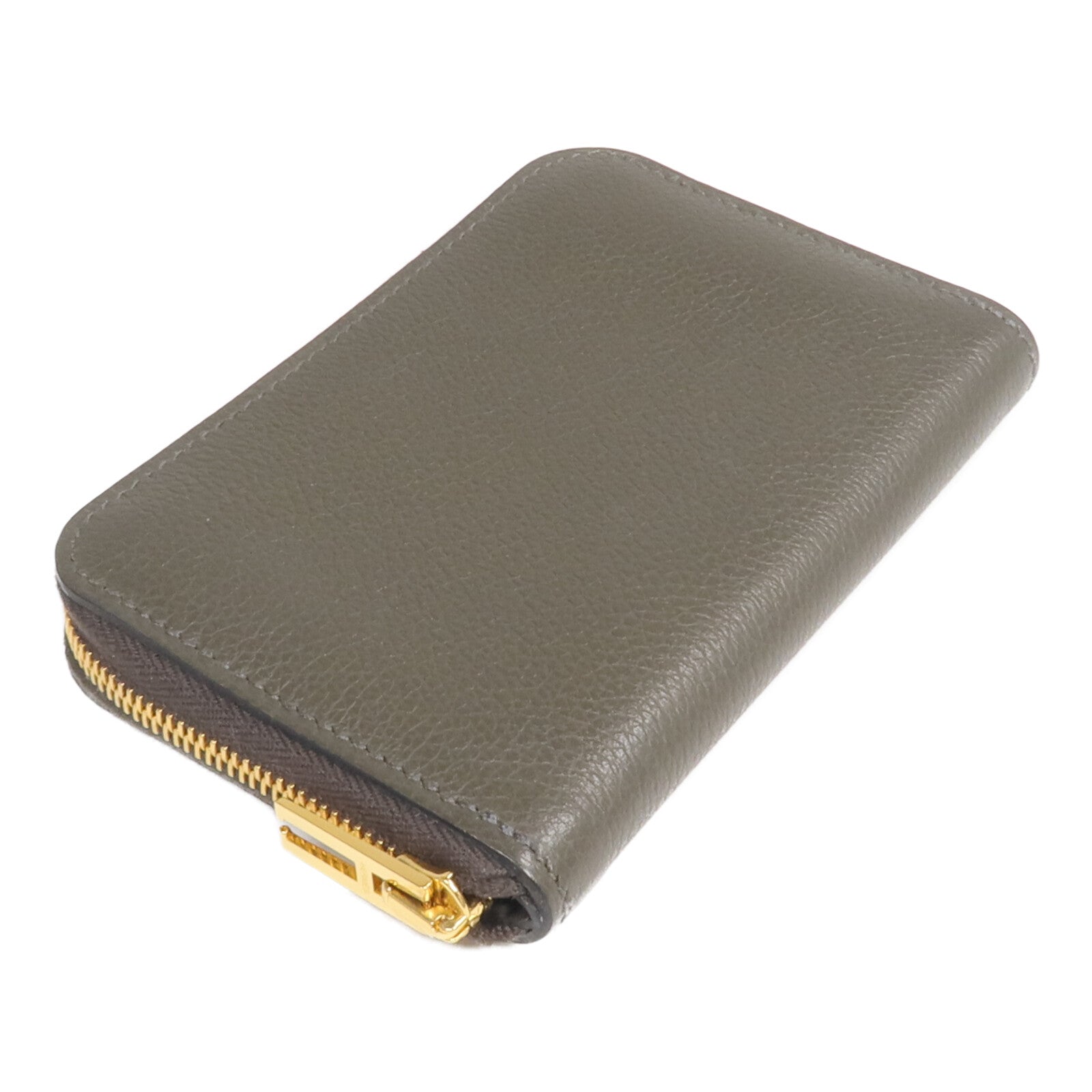 HERMES Evercolor皮革Zipengo H Compact Card Case卡片套Vert de Gris