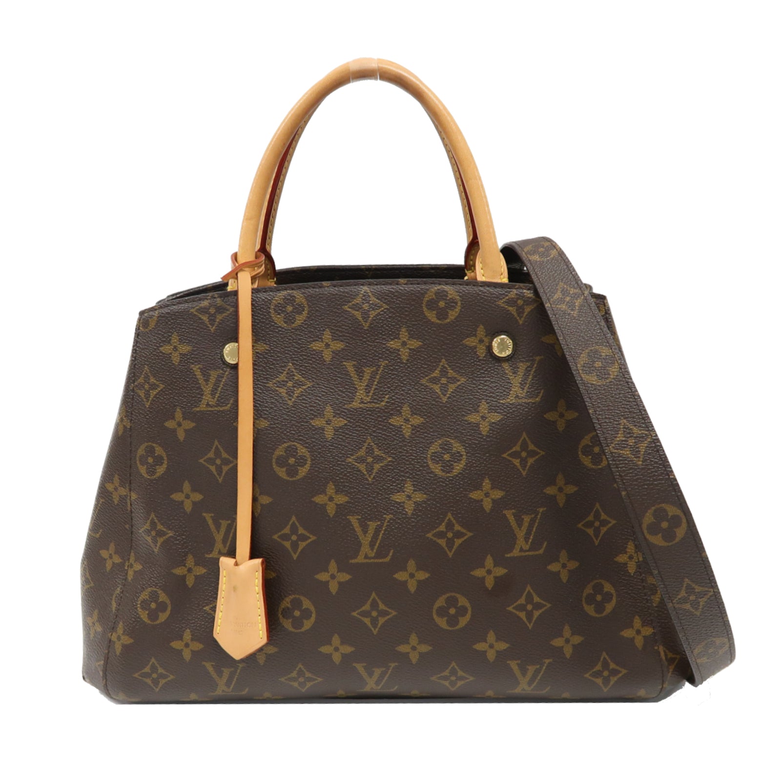 LOUIS VUITTON Monogram Montaigne MM金扣手挽肩背兩用袋啡色