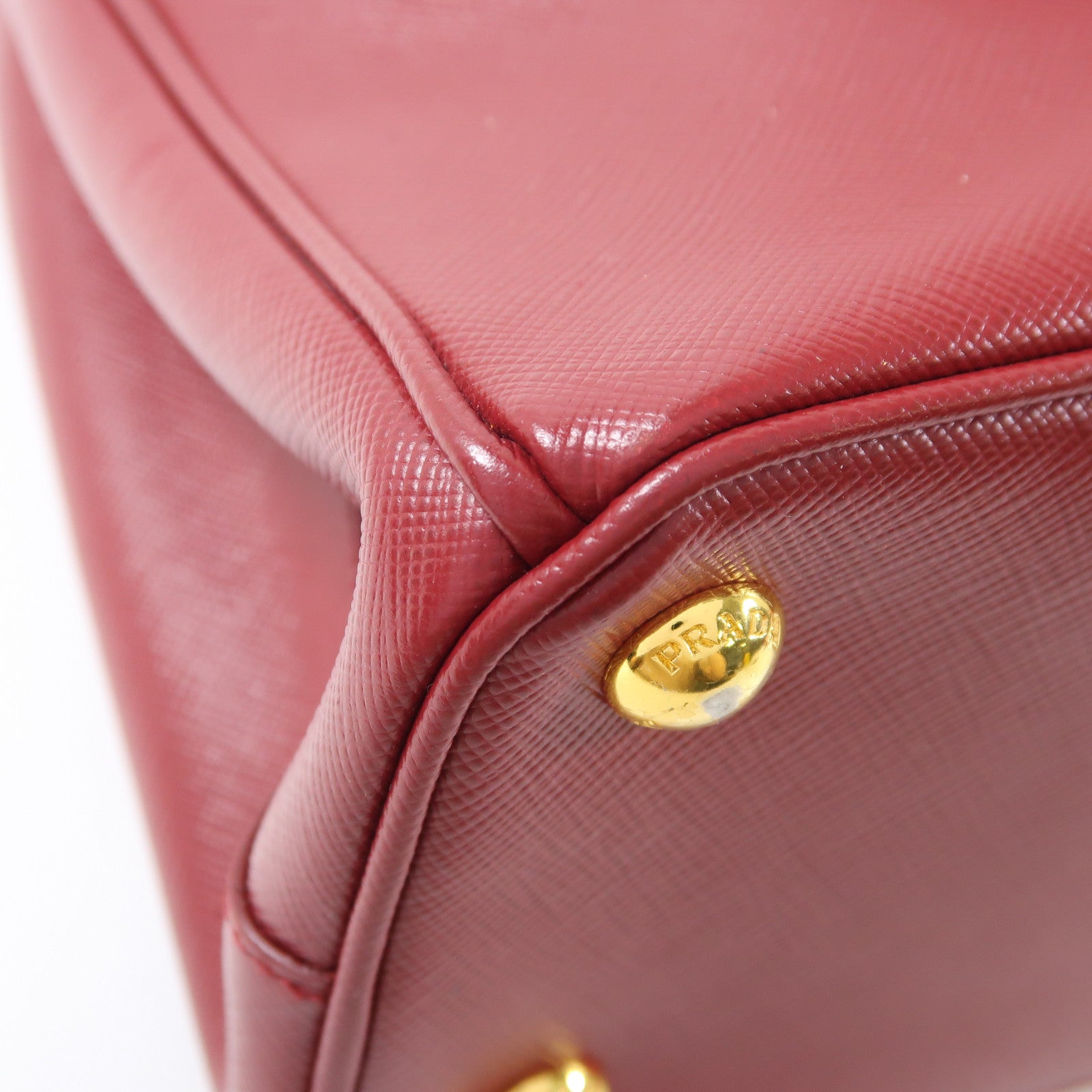 PRADA 【激減優惠】Saffiano皮革Galleria金扣手挽肩背兩用袋紅色
