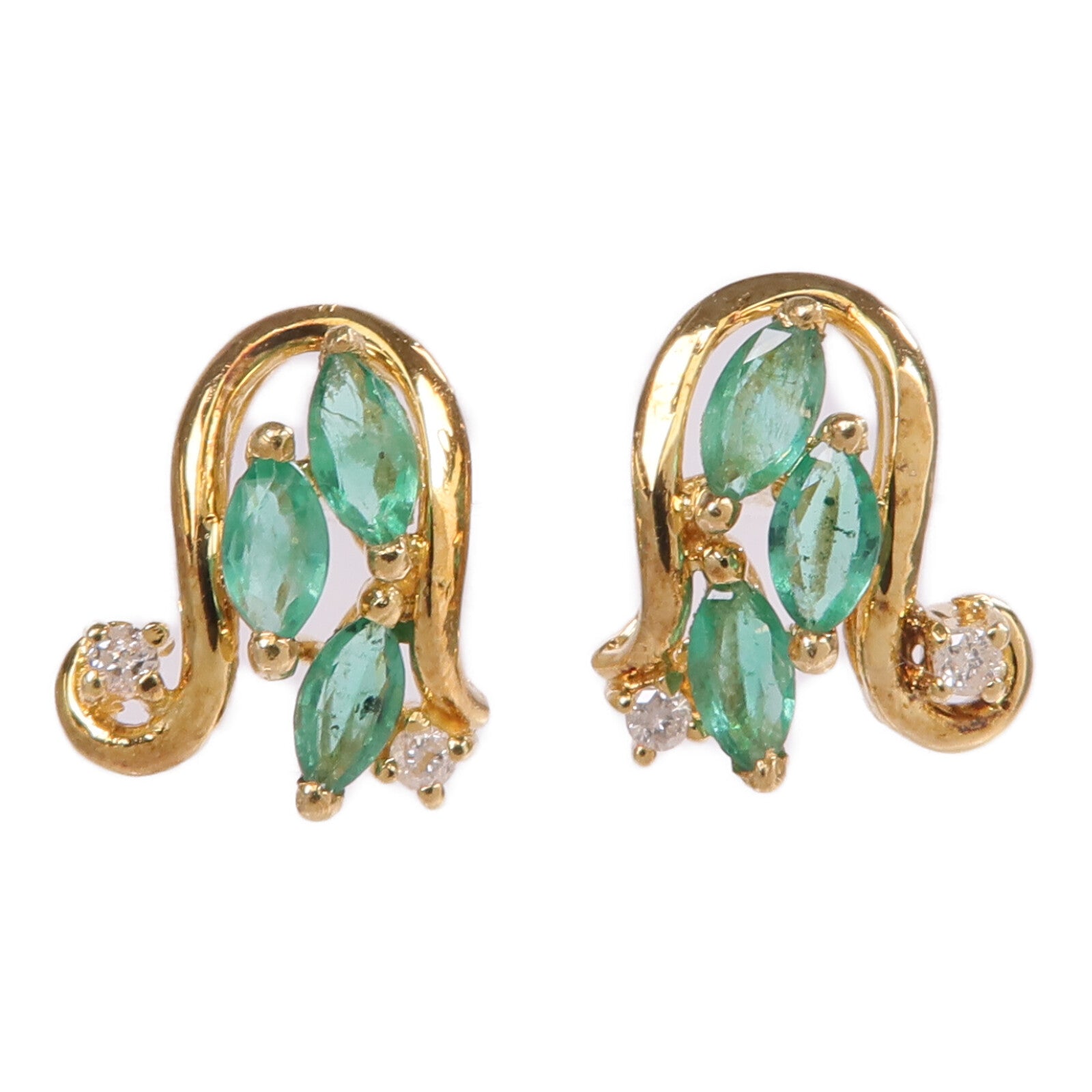 JEWELRY 【激減優惠】18K黃金Emerald Diamond Earrings綠寶石/鑽石耳環
