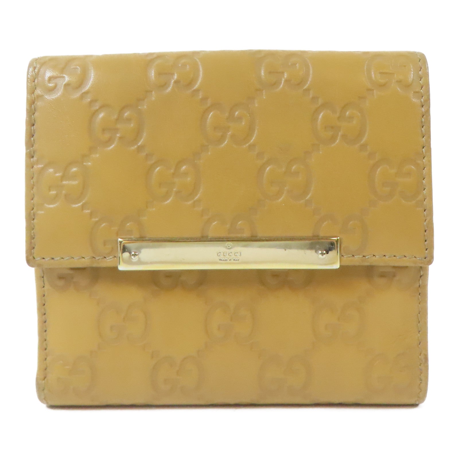 GUCCI 牛皮皮革Bifold Wallet金扣錢包啡色