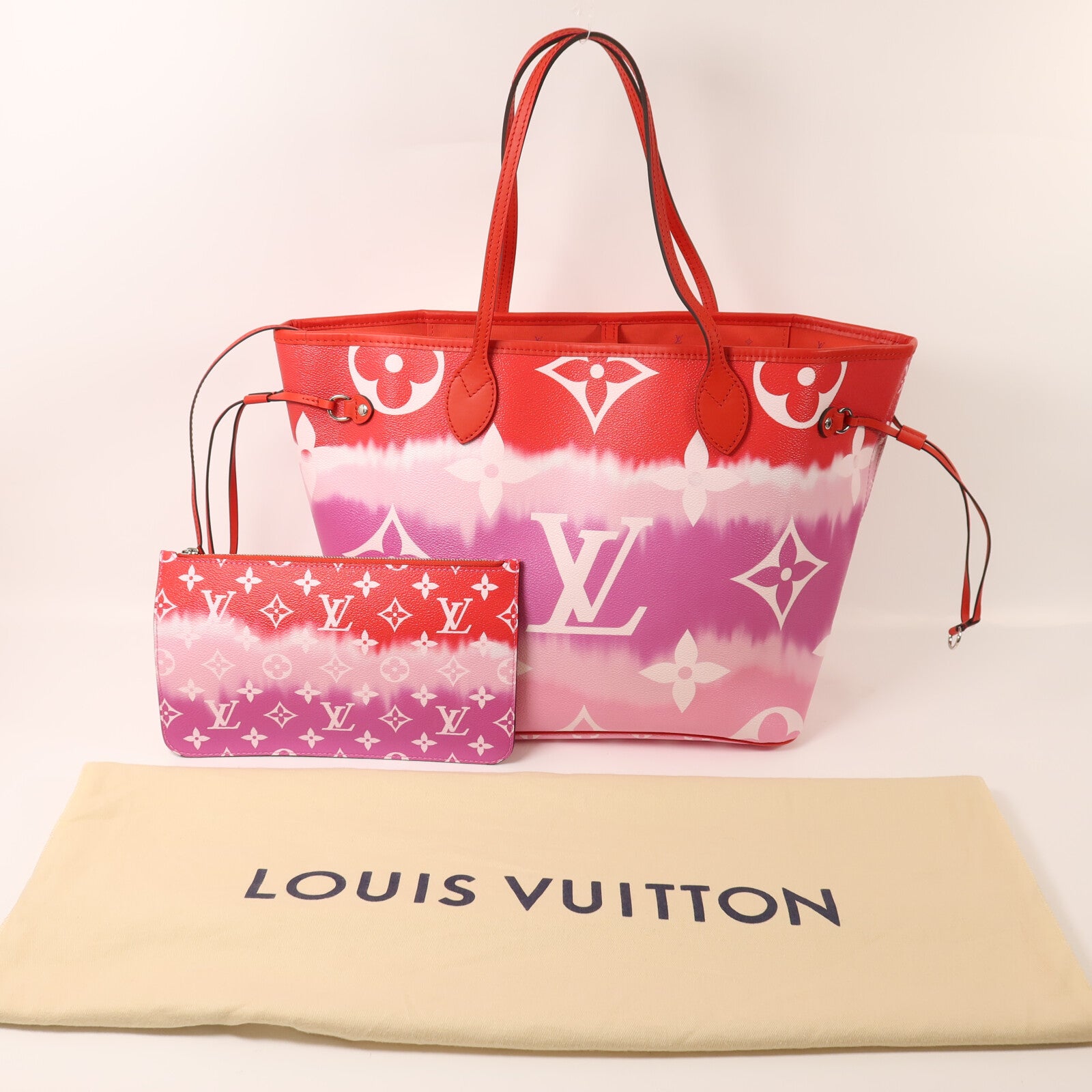 LOUIS VUITTON Monogram Escale Neverfull MM銀扣手挽袋