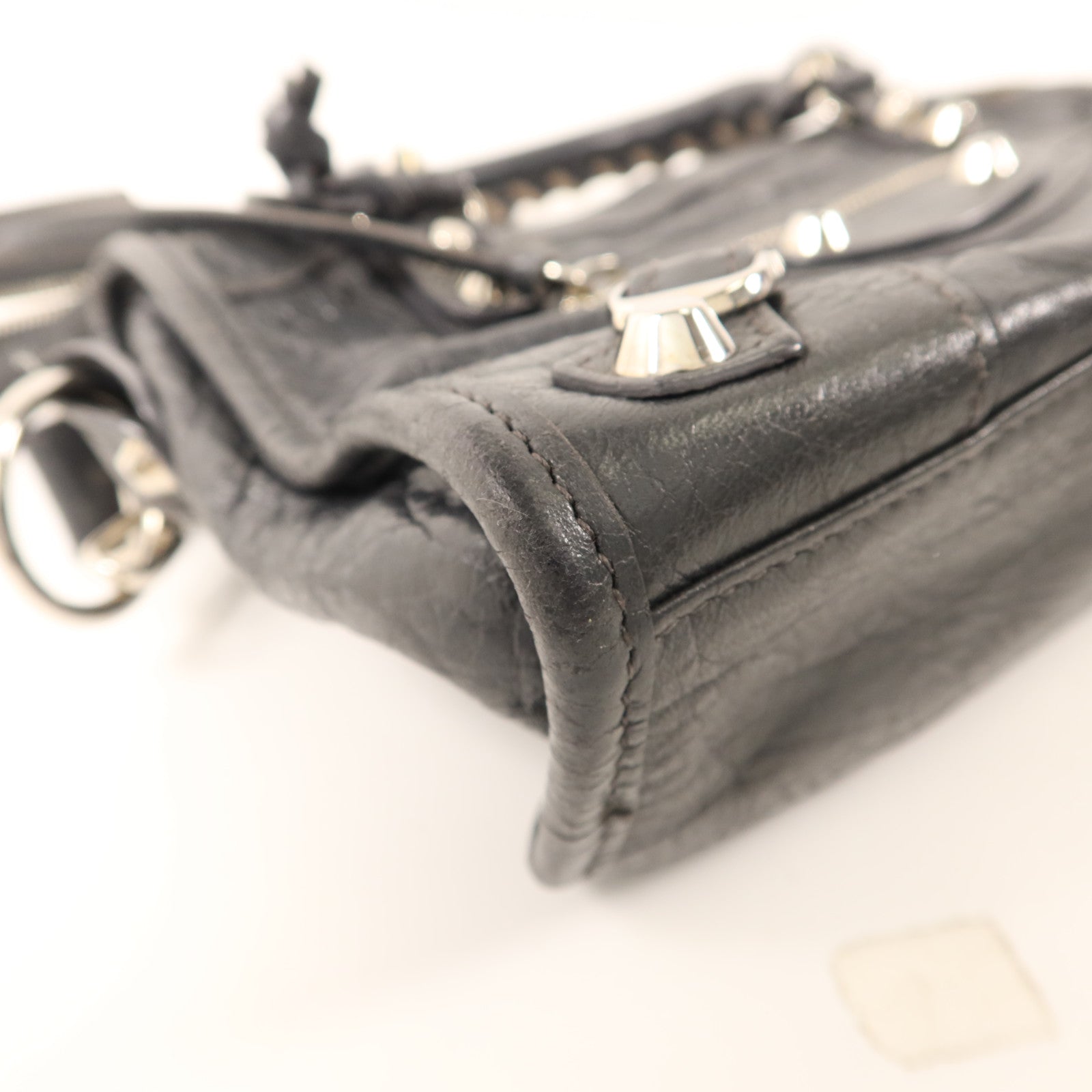 BALENCIAGA 羊皮皮革Mini City銀扣手挽肩背兩用袋
