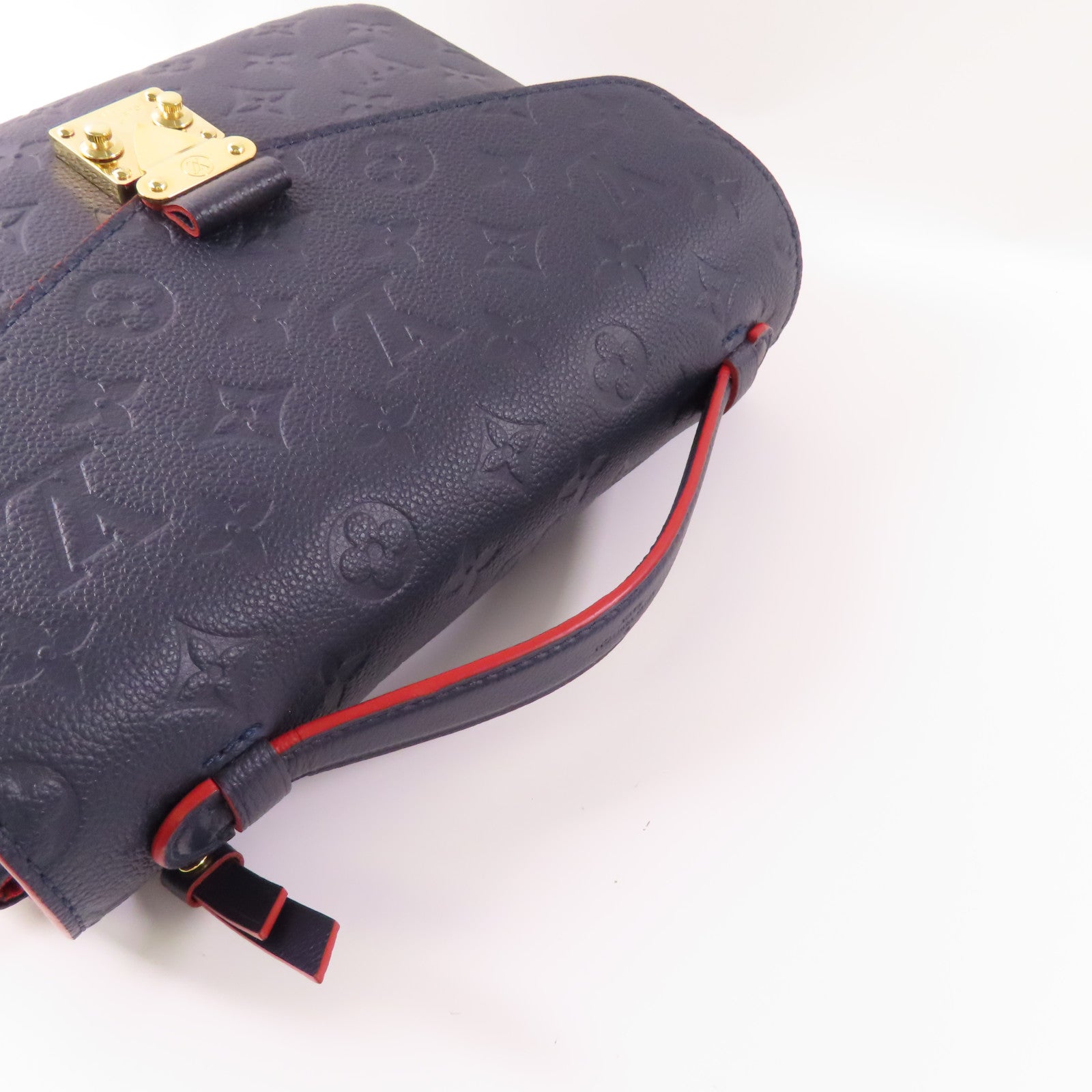 LOUIS VUITTON Monogram Empreinte Pochette Metis金扣手挽肩背兩用袋深藍色