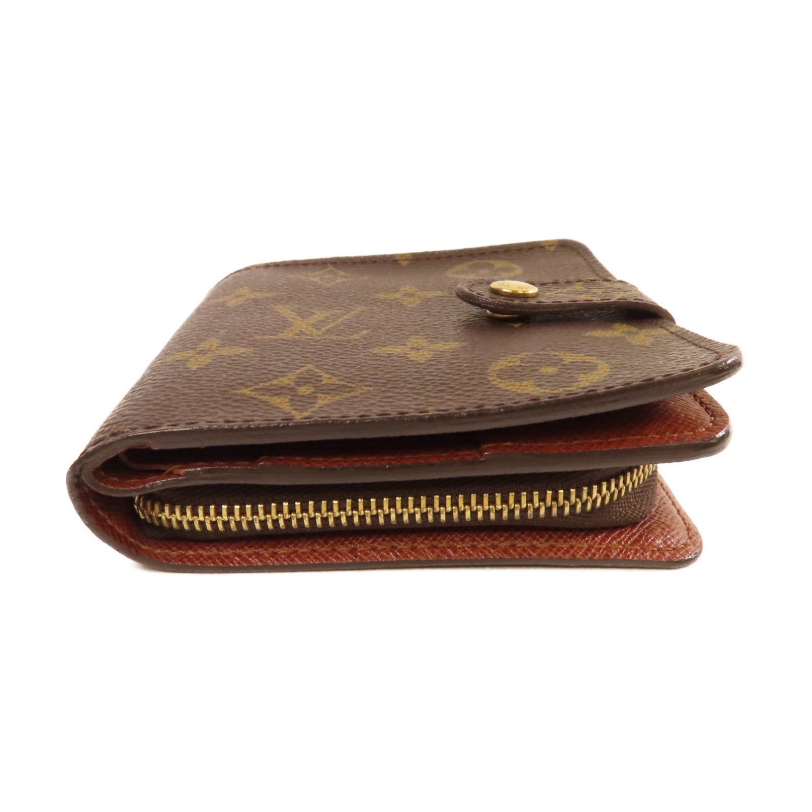 LOUIS VUITTON Monogram Compact Zip Wallet金扣錢包啡色