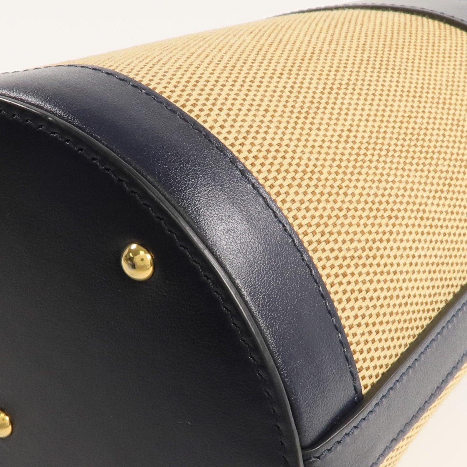 GUCCI 牛皮皮革/帆布Horsebit 1955 Bucket Bag金扣手挽袋