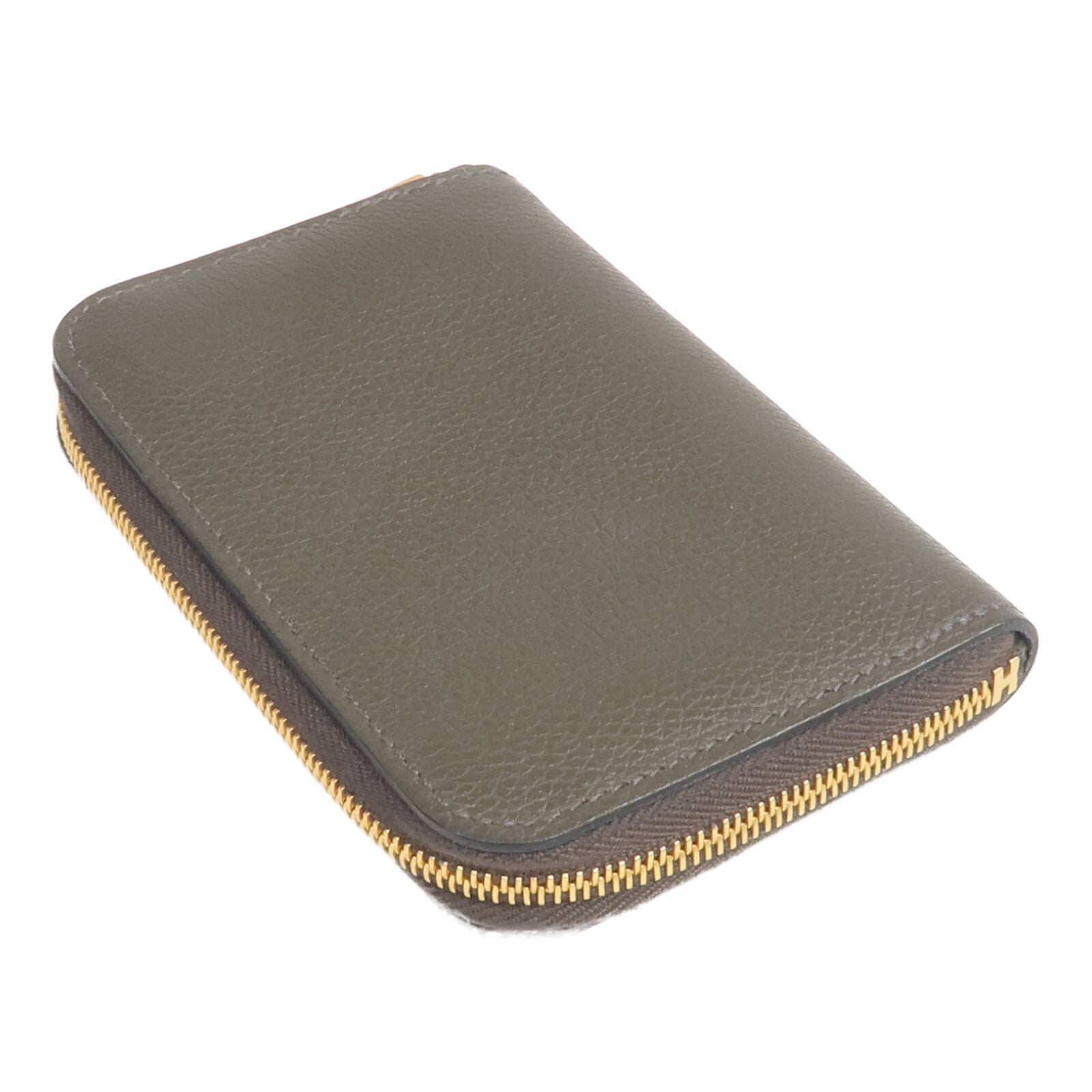 HERMES Evercolor皮革Zipengo H Compact Card Case卡片套Vert de Gris