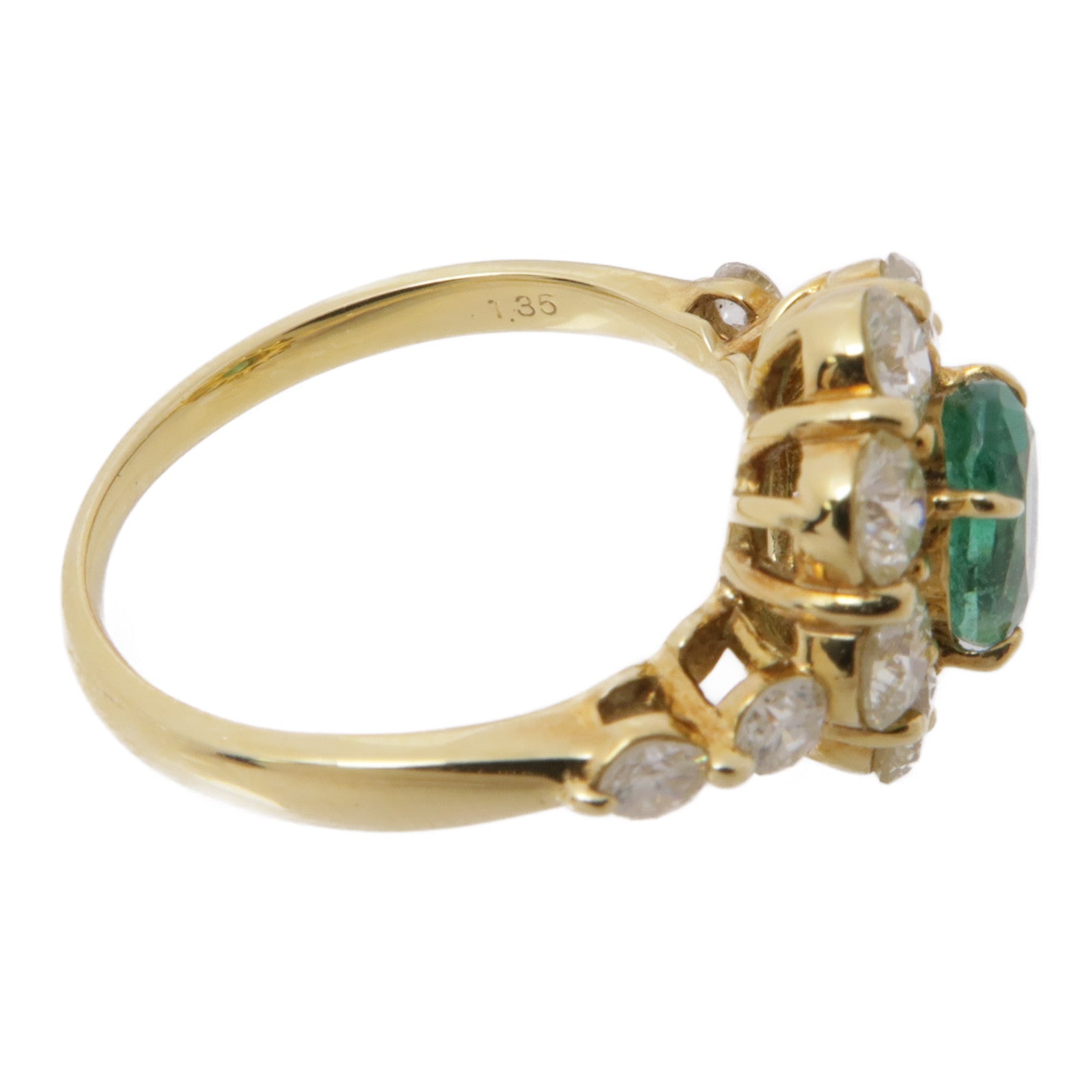 JEWELRY 【激減優惠】18K金Emerald/Diamond Ring綠寶石/鑽石戒指US#5.25