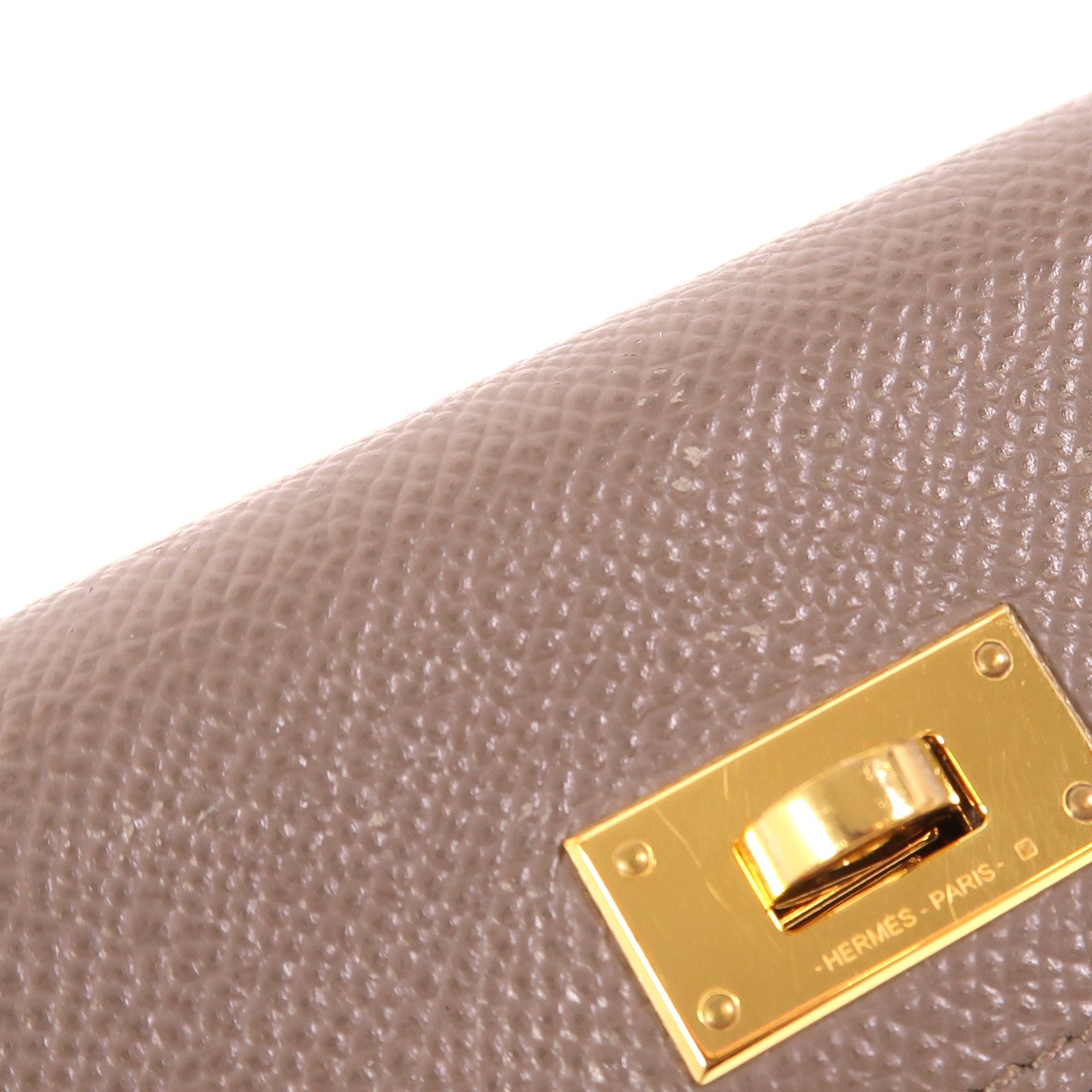 HERMES Epsom皮革Kelly Pocket金扣錢包Etain