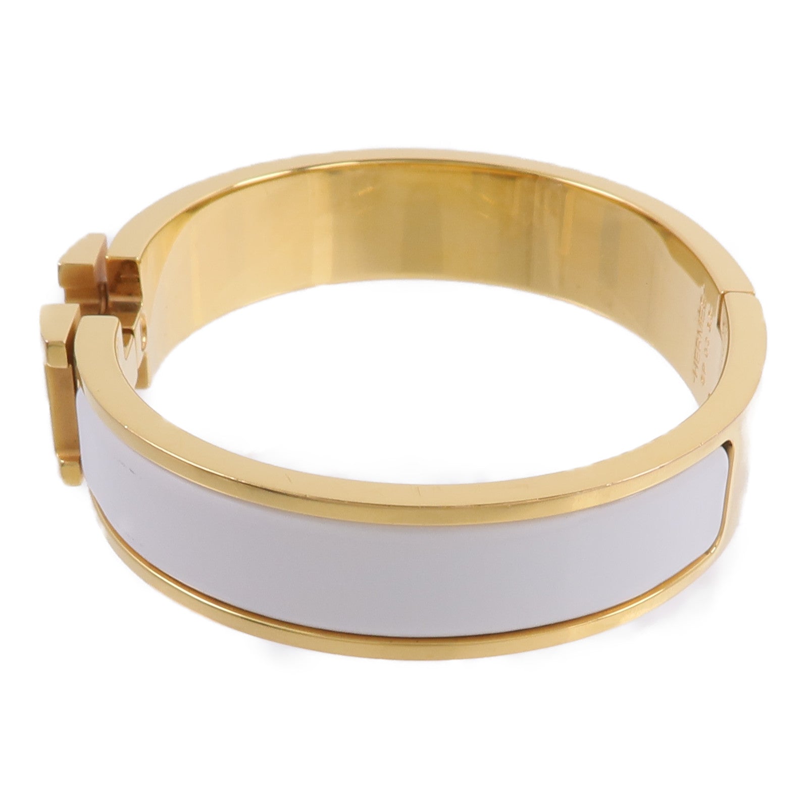HERMES 金屬/琺瑯Clic H Bracelet手鐲Blanc