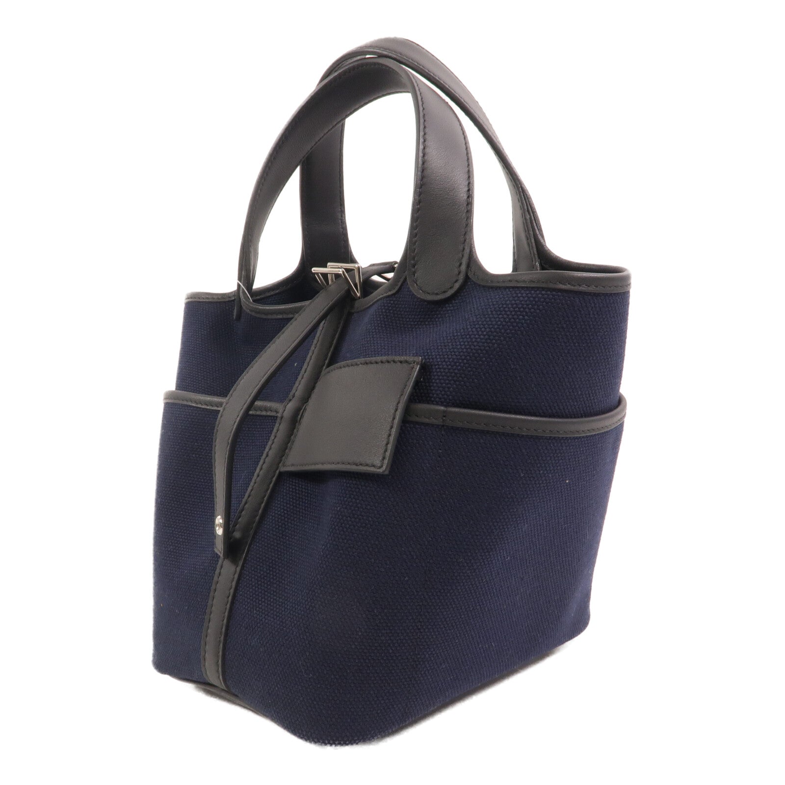 HERMES 帆布Picotin PM手提袋Noir/Caban