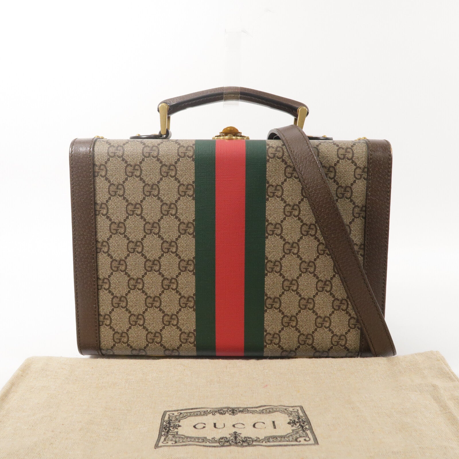 GUCCI 塗層帆布GG Supreme Savoy Medium手挽肩背兩用袋