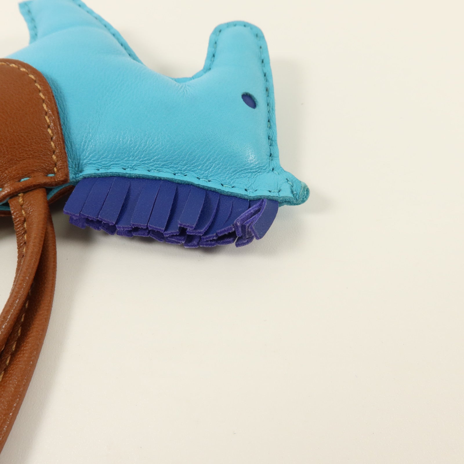 HERMES Milo皮革Rodeo MM掛飾Bleu Azteque/Bleu Electrique/Fauve