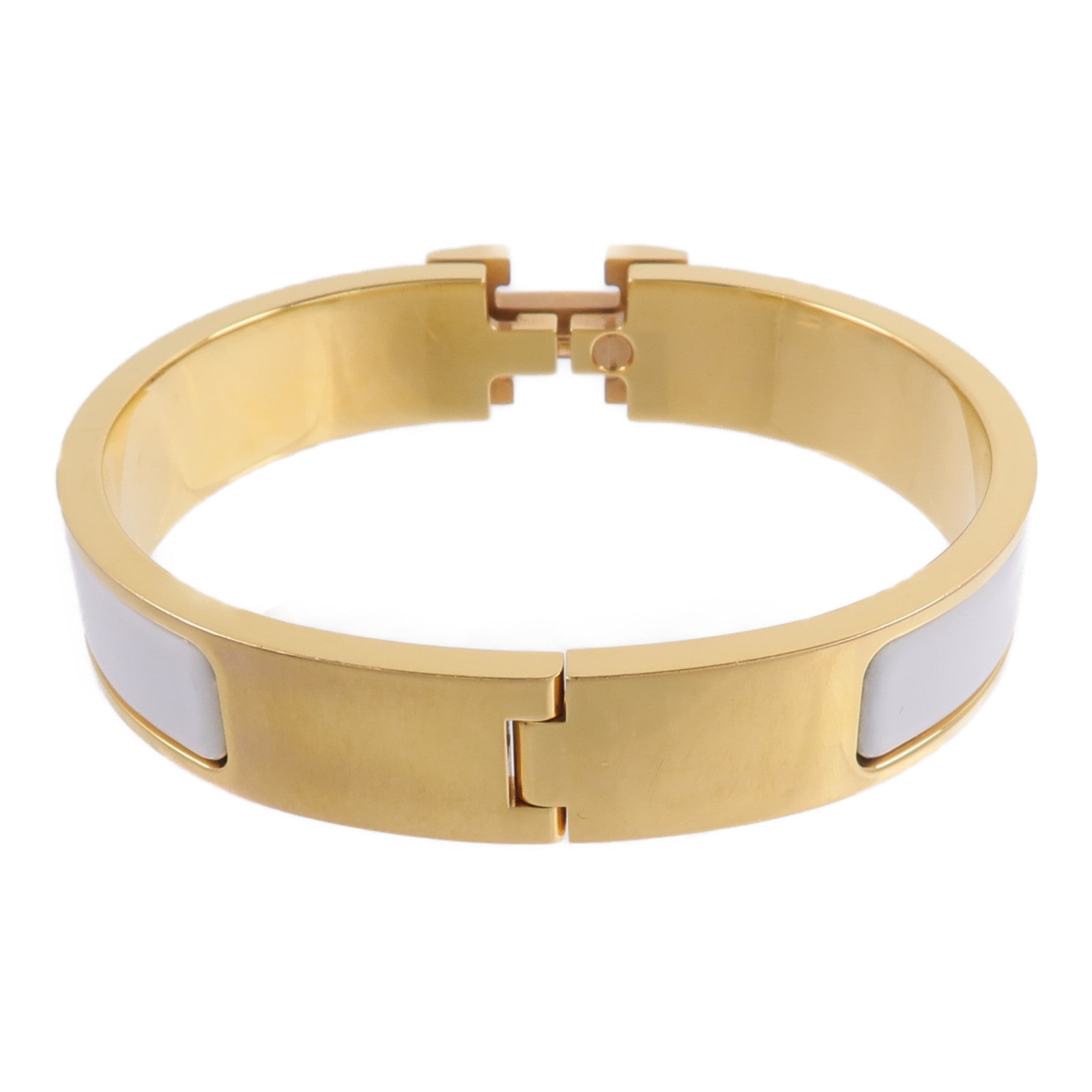 HERMES 金屬/琺瑯Clic H Bracelet手鐲Blanc