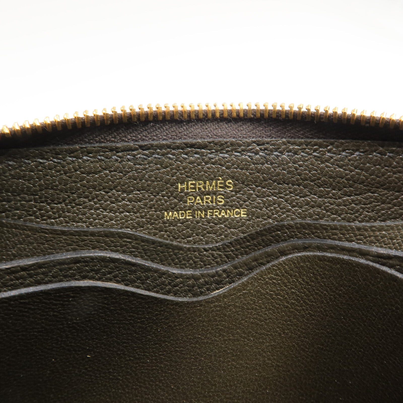 HERMES Evercolor皮革Zipengo H Compact Card Case卡片套Vert de Gris