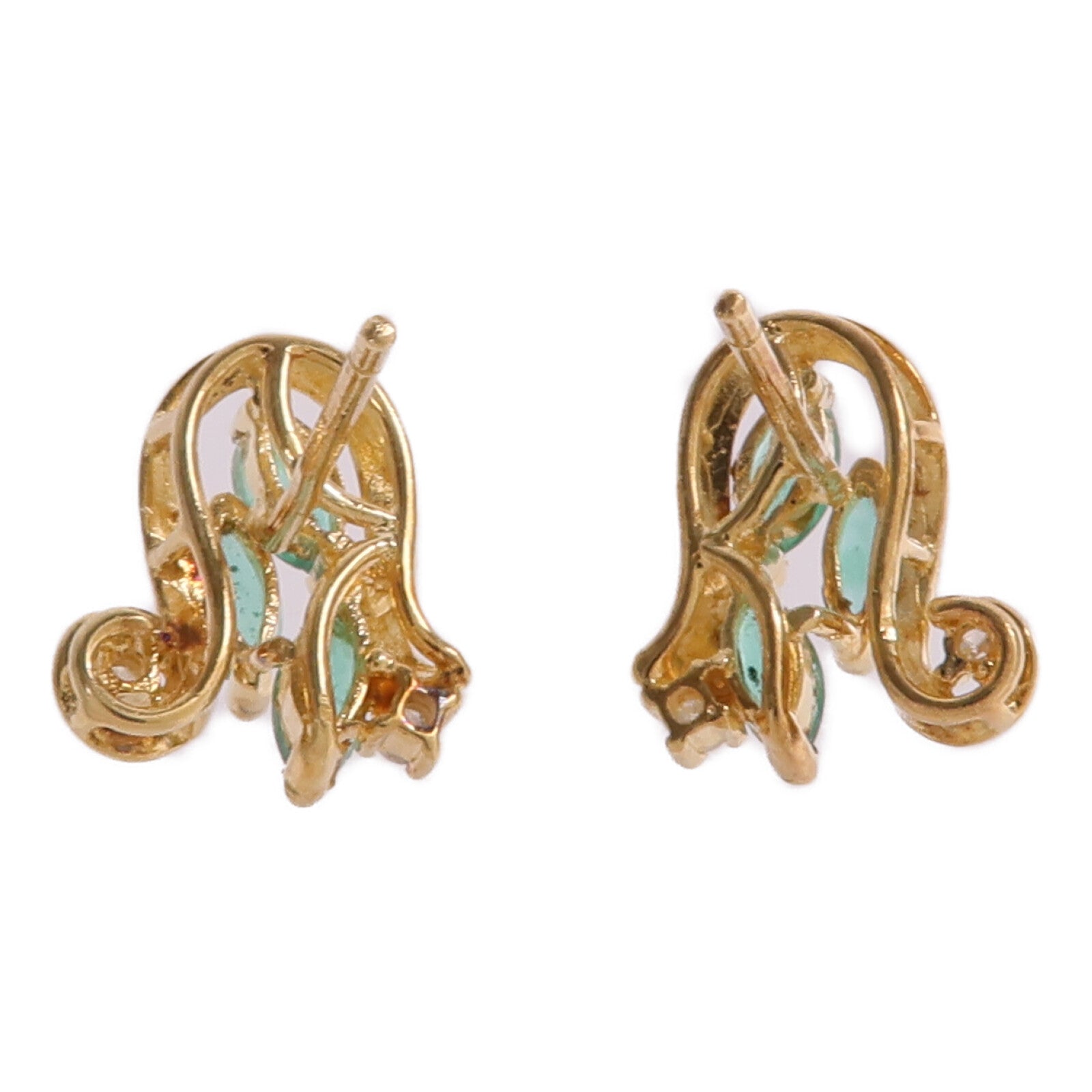 JEWELRY 【激減優惠】18K黃金Emerald Diamond Earrings綠寶石/鑽石耳環