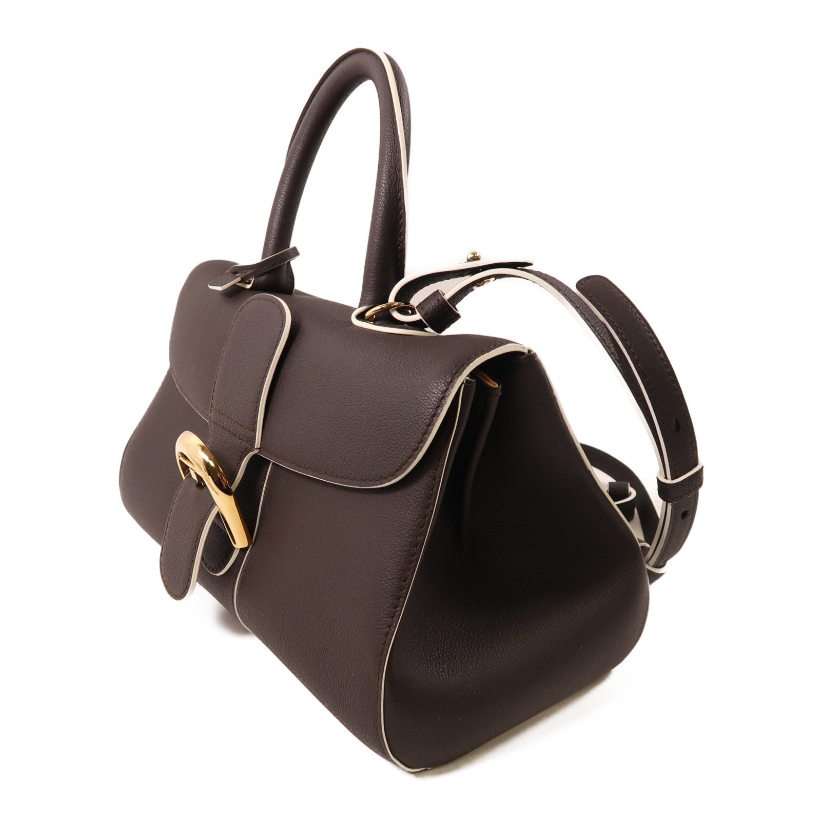 Delvaux 牛皮皮革Briliant East&West金扣手挽肩背兩用袋