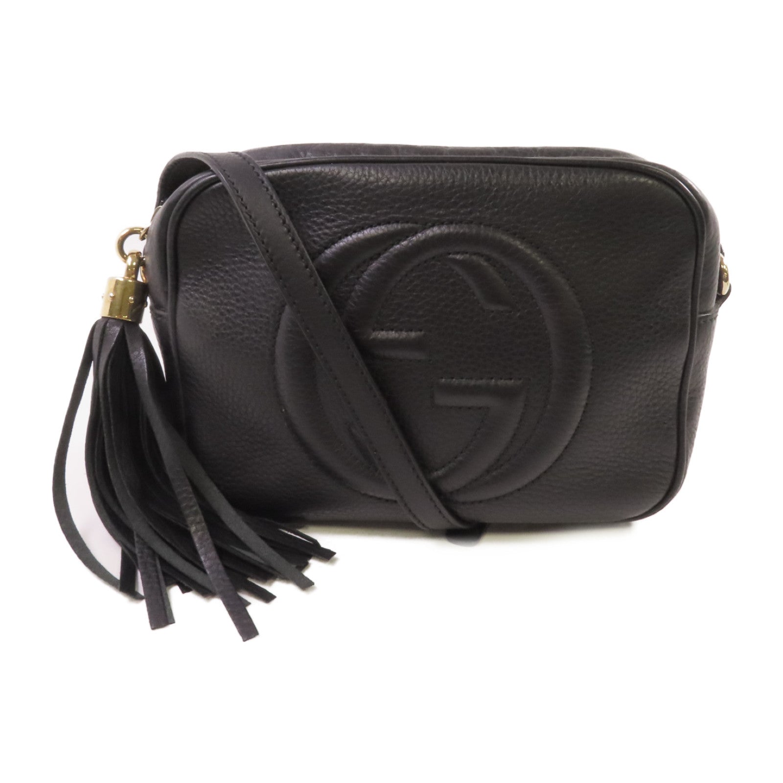 GUCCI 牛皮皮革Soho Disco Shoulder Bag金扣肩背袋黑色