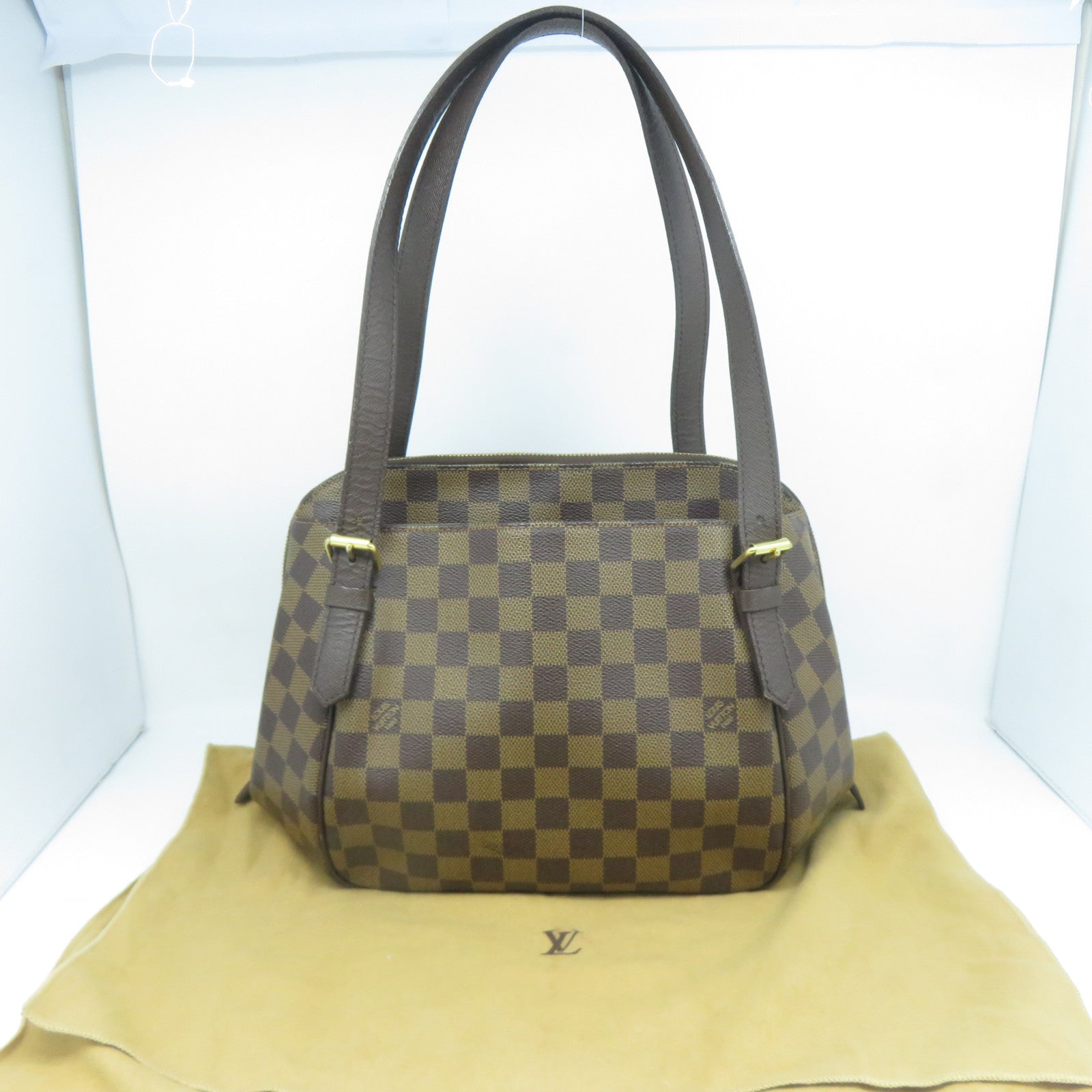 LOUIS VUITTON 【激減優惠】Damier Ebene Belem MM金扣肩背袋啡色