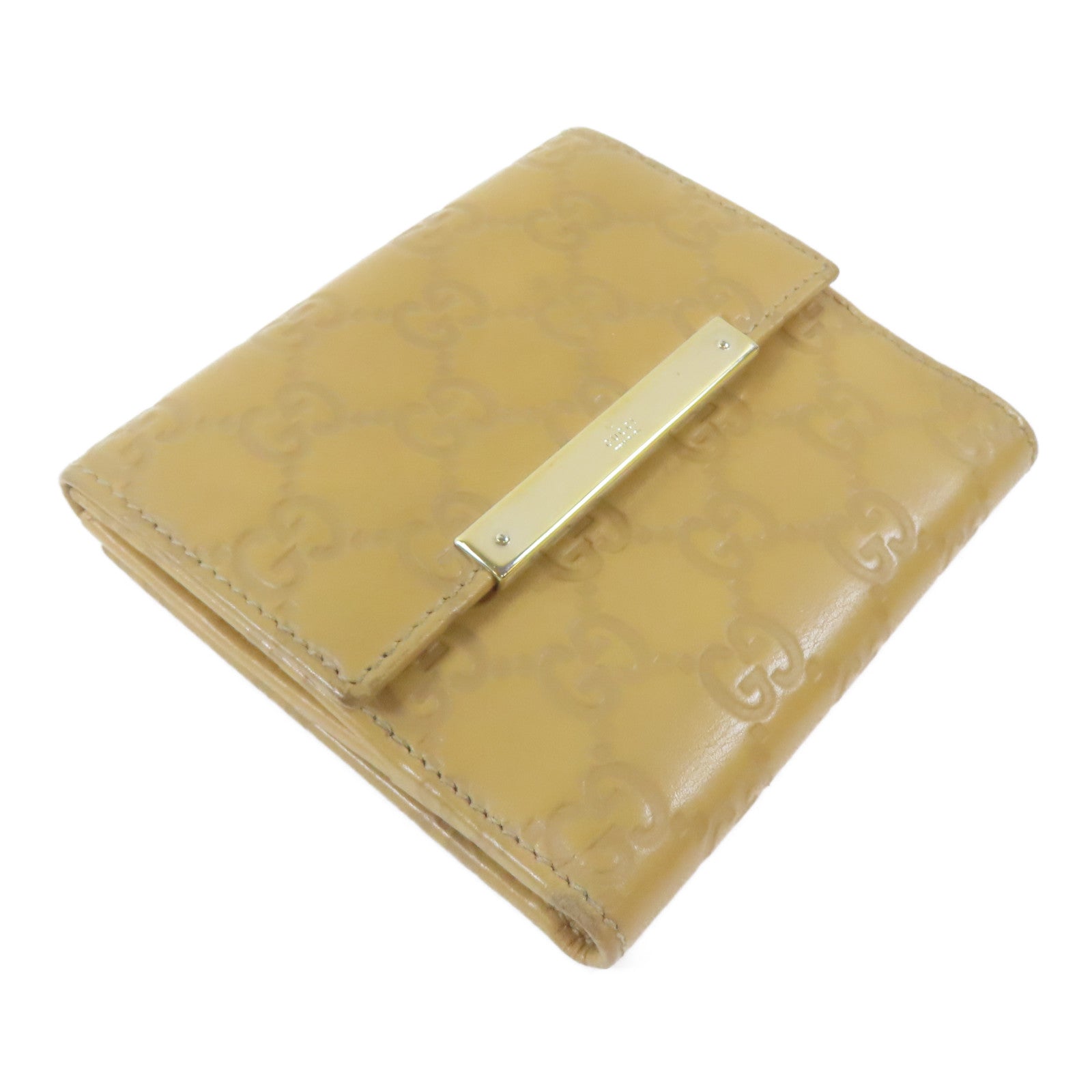 GUCCI 牛皮皮革Bifold Wallet金扣錢包啡色