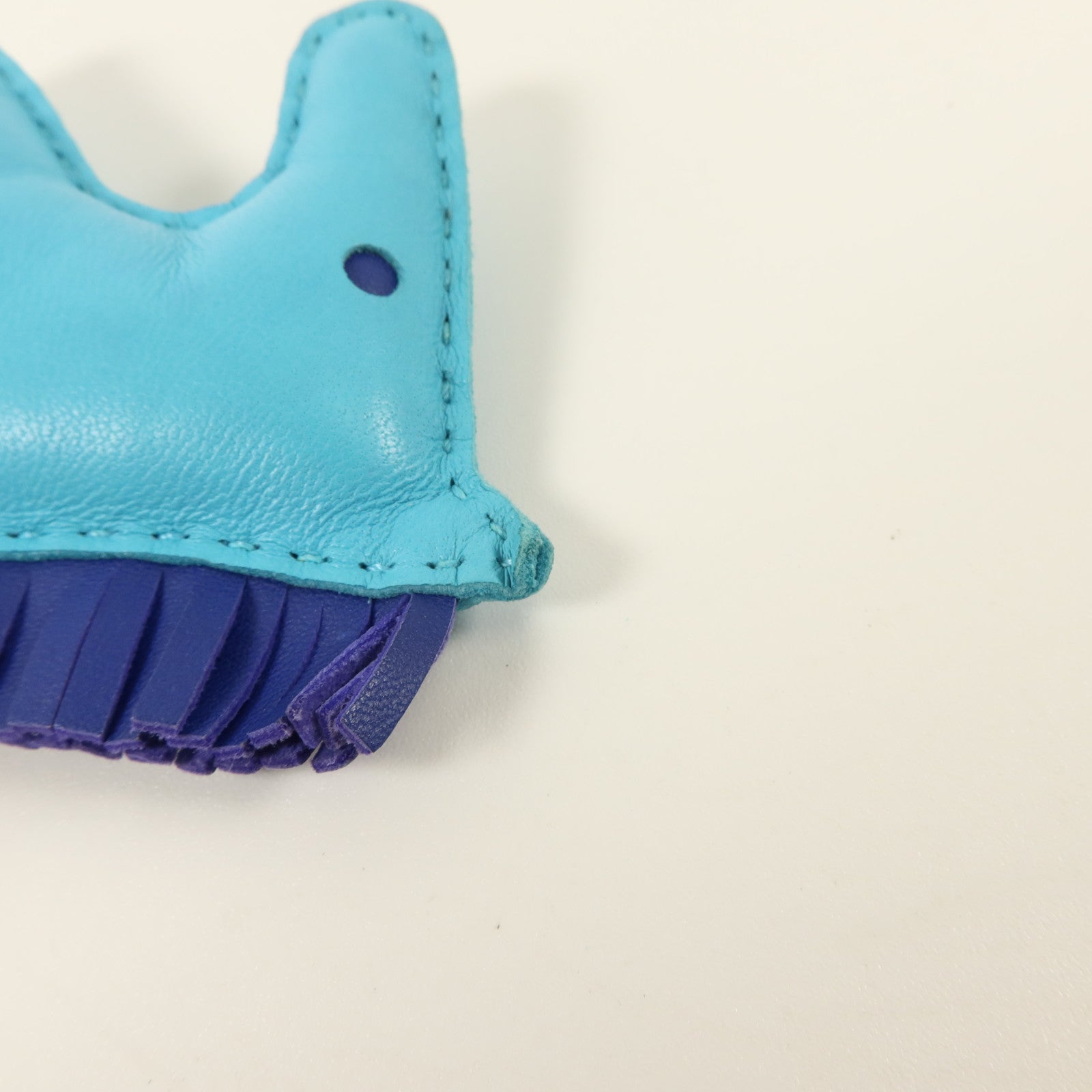 HERMES Milo皮革Rodeo MM掛飾Bleu Azteque/Bleu Electrique/Fauve
