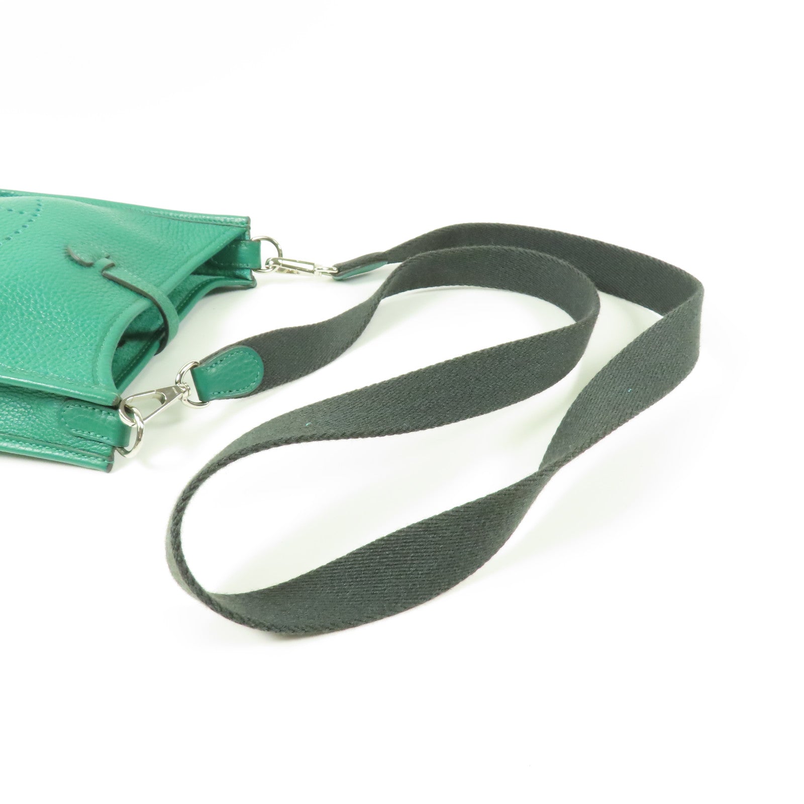 HERMES Clemence皮革Evelyne TPM銀扣肩背袋Menthe