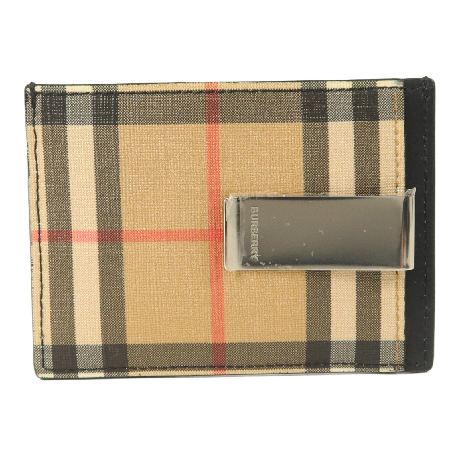 BURBERRY 牛皮皮革/塗層帆布Money Clip Card Case卡片套