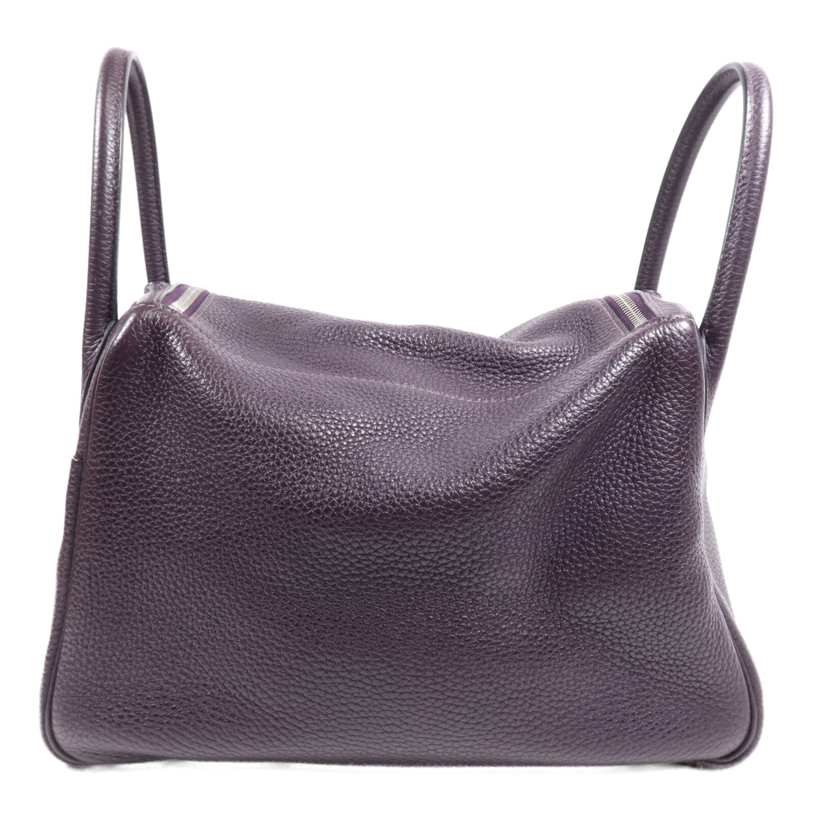 HERMES Clemence皮革Lindy 30銀扣手挽肩背兩用袋Raisin