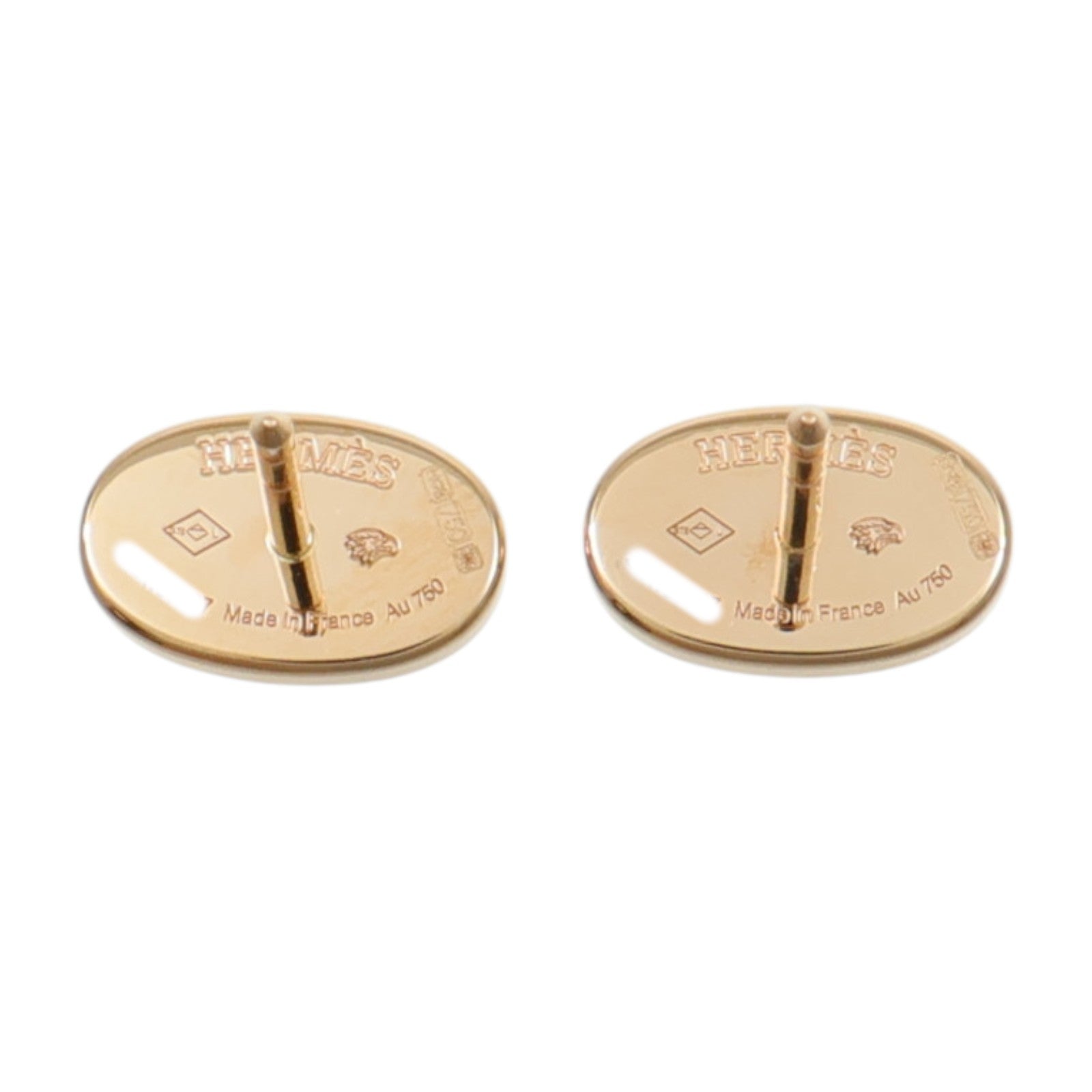 HERMES 18K玫瑰金Chaine d'ancre Contour Stud Earrings鑽石耳環