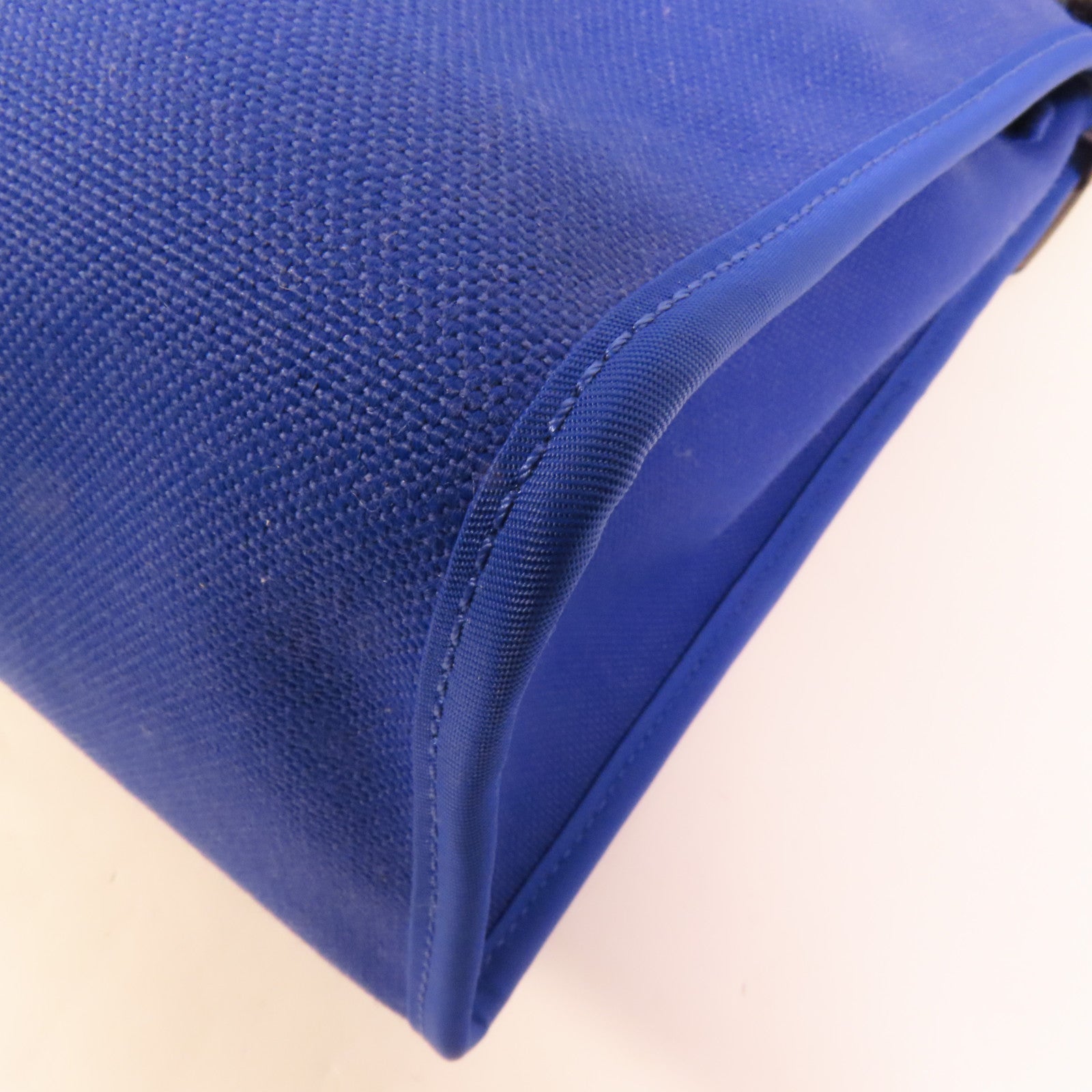 HERMES 帆布Herbag PM銀扣手挽肩背兩用袋Blue Electrique