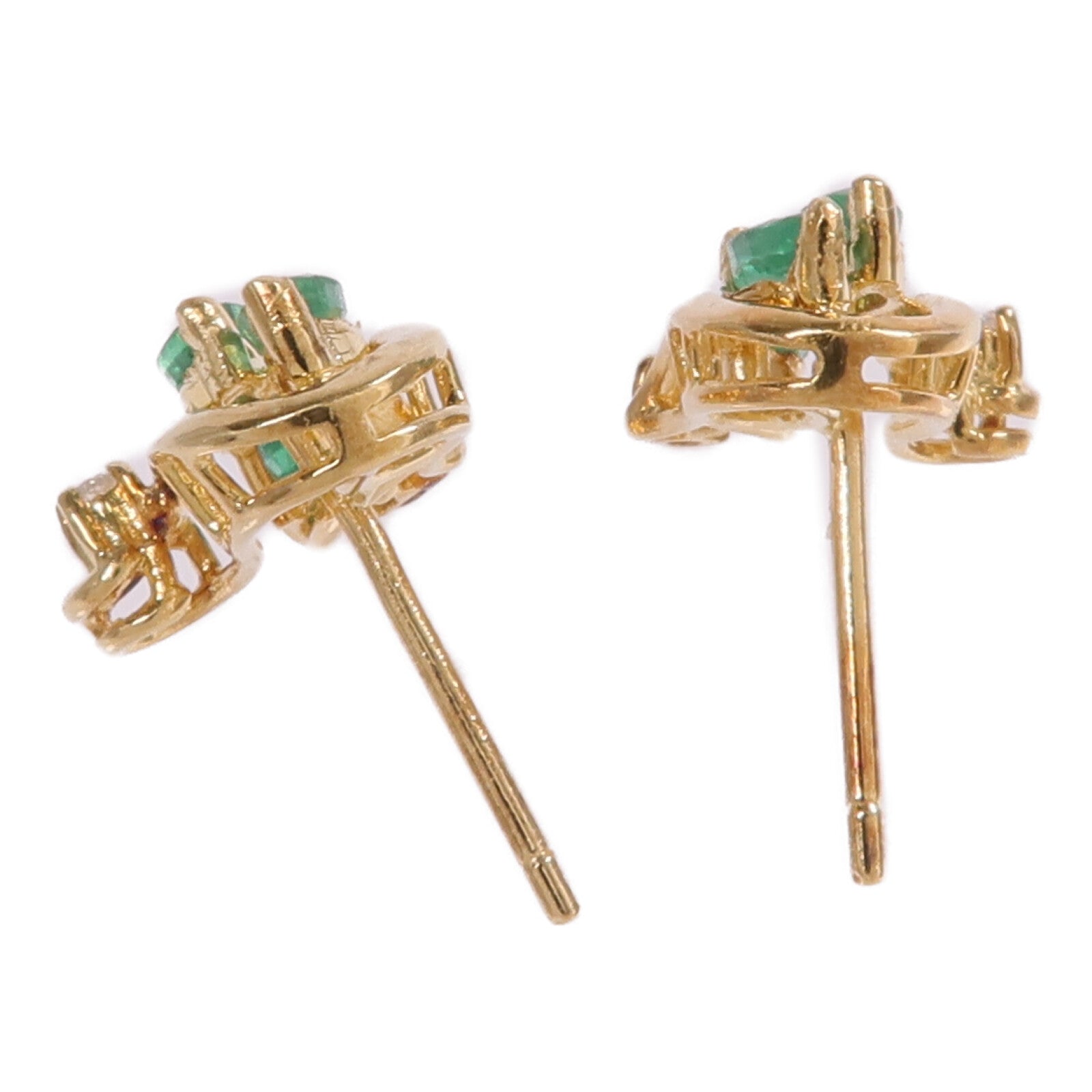 JEWELRY 【激減優惠】18K黃金Emerald Diamond Earrings綠寶石/鑽石耳環