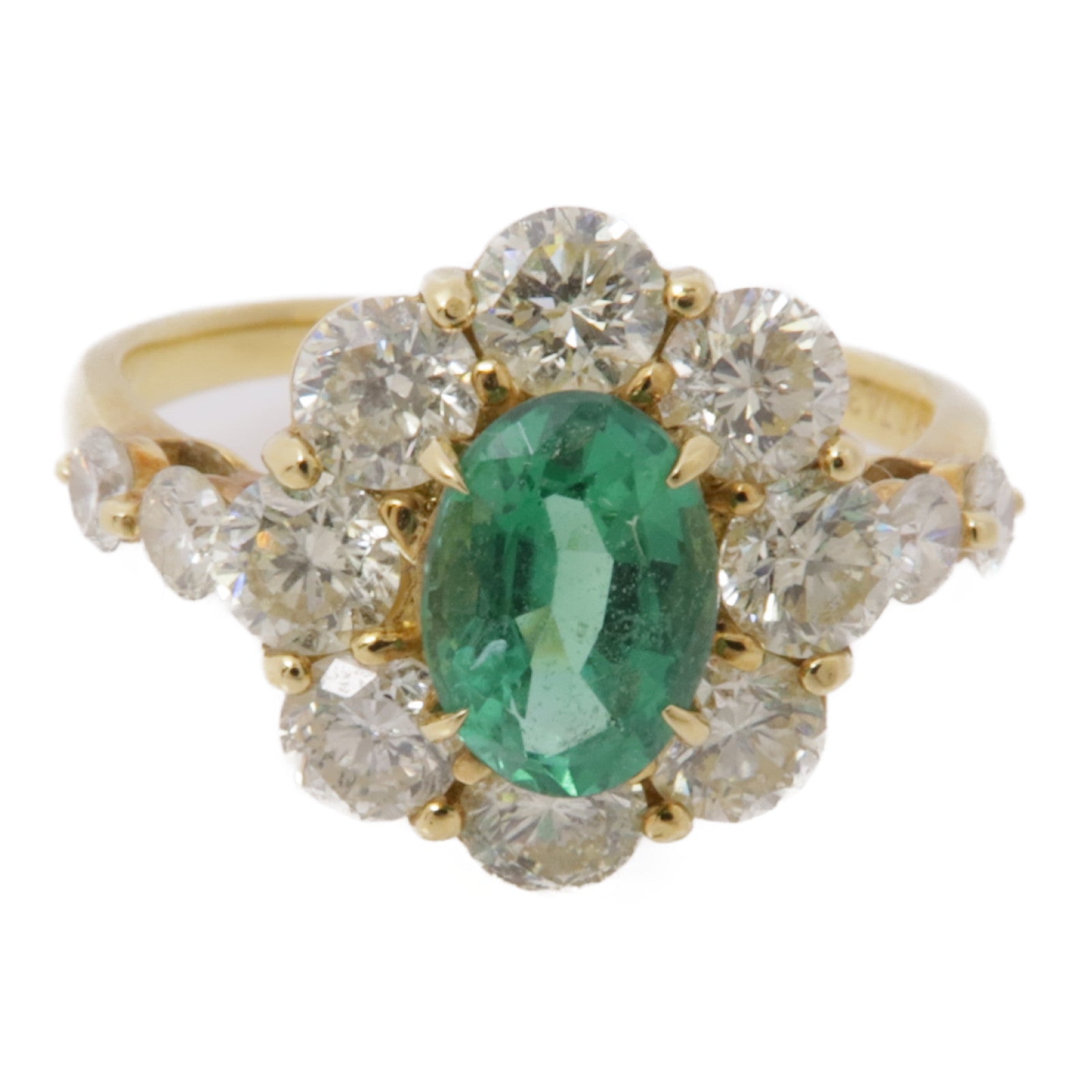JEWELRY【激減優惠】 18K金Emerald/Diamond Ring綠寶石/鑽石戒指US#5.25