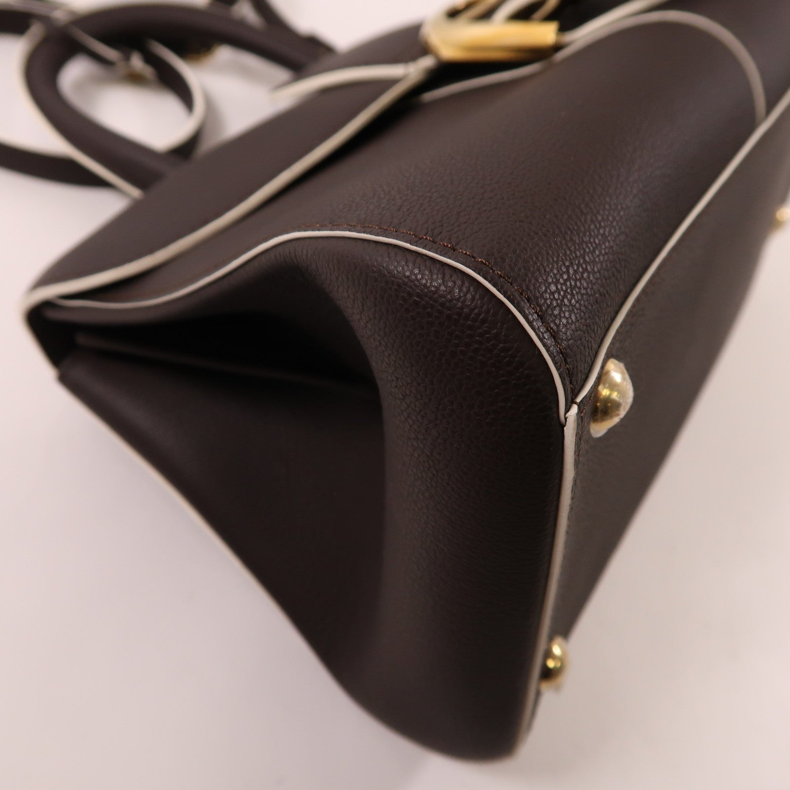 Delvaux 牛皮皮革Briliant East&West金扣手挽肩背兩用袋