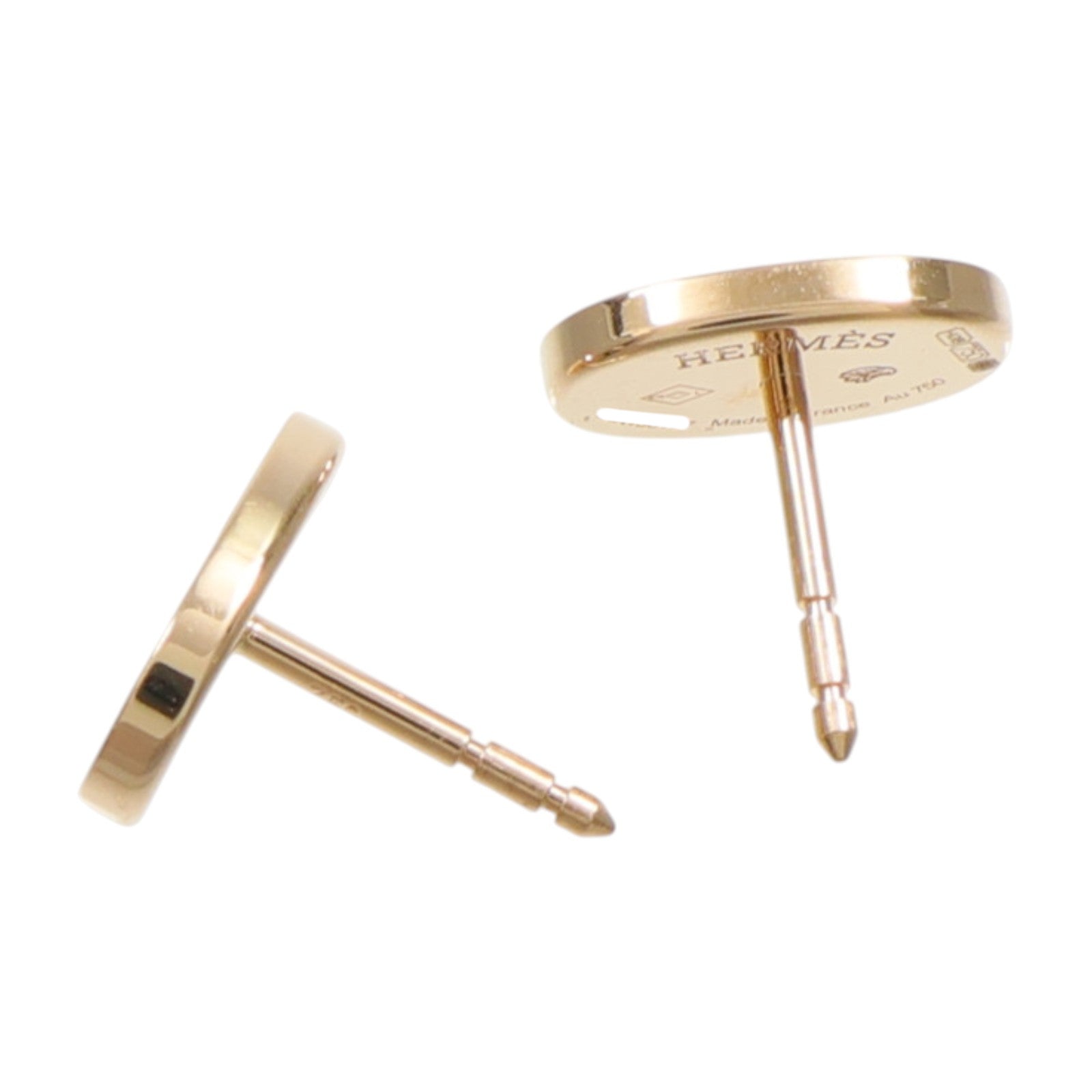 HERMES 18K玫瑰金Chaine d'ancre Contour Stud Earrings鑽石耳環