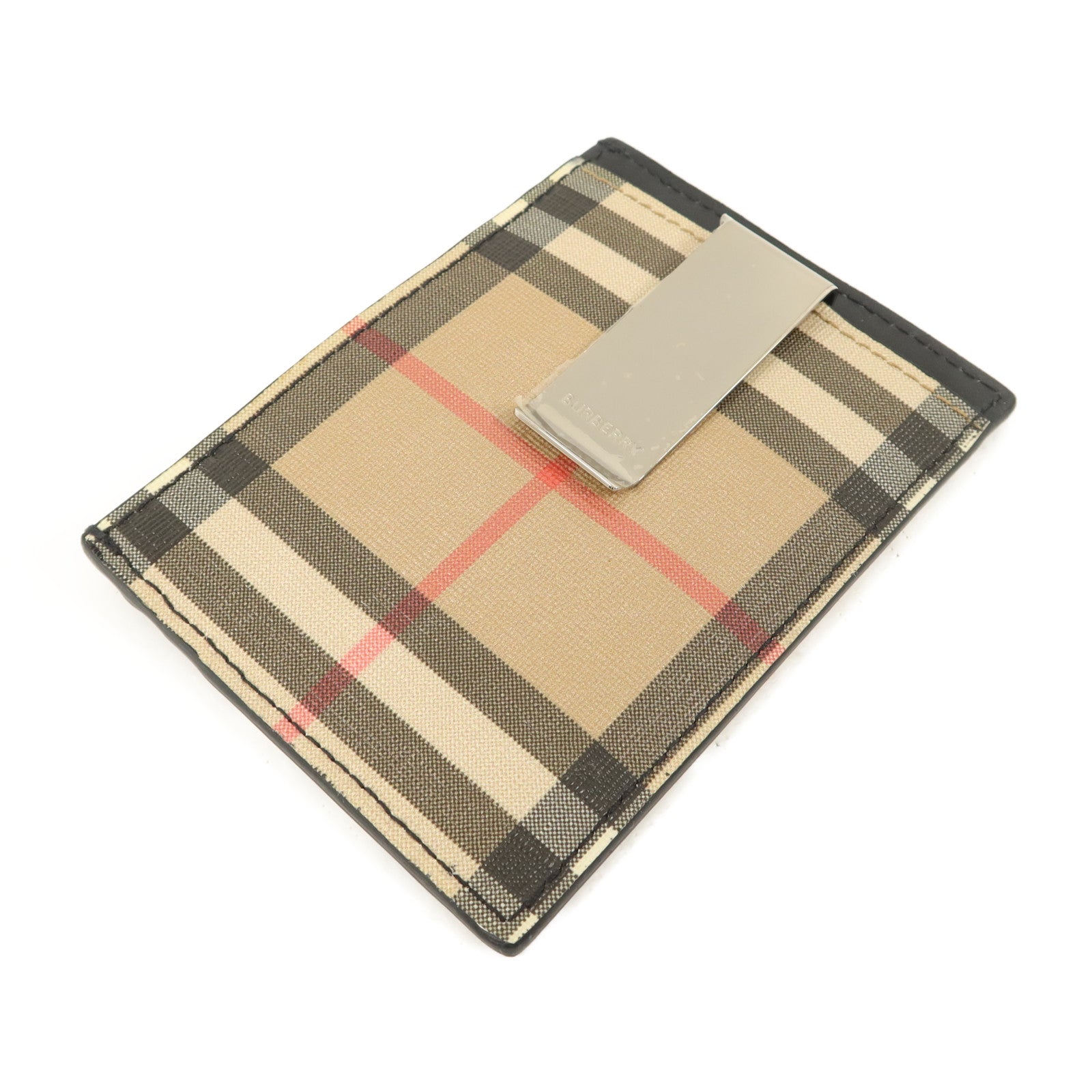 BURBERRY 牛皮皮革/塗層帆布Money Clip Card Case卡片套