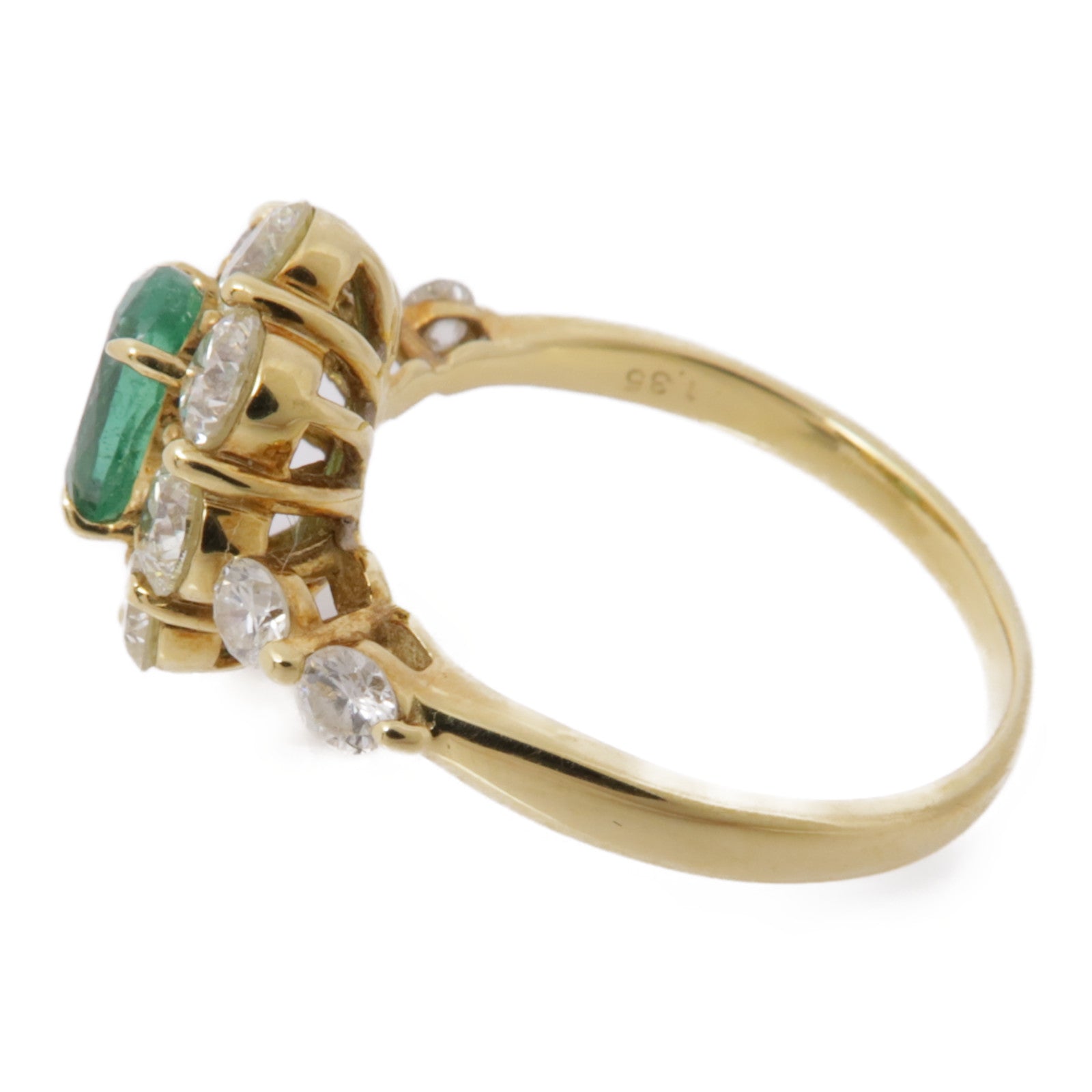 JEWELRY 【激減優惠】18K金Emerald/Diamond Ring綠寶石/鑽石戒指US#5.25