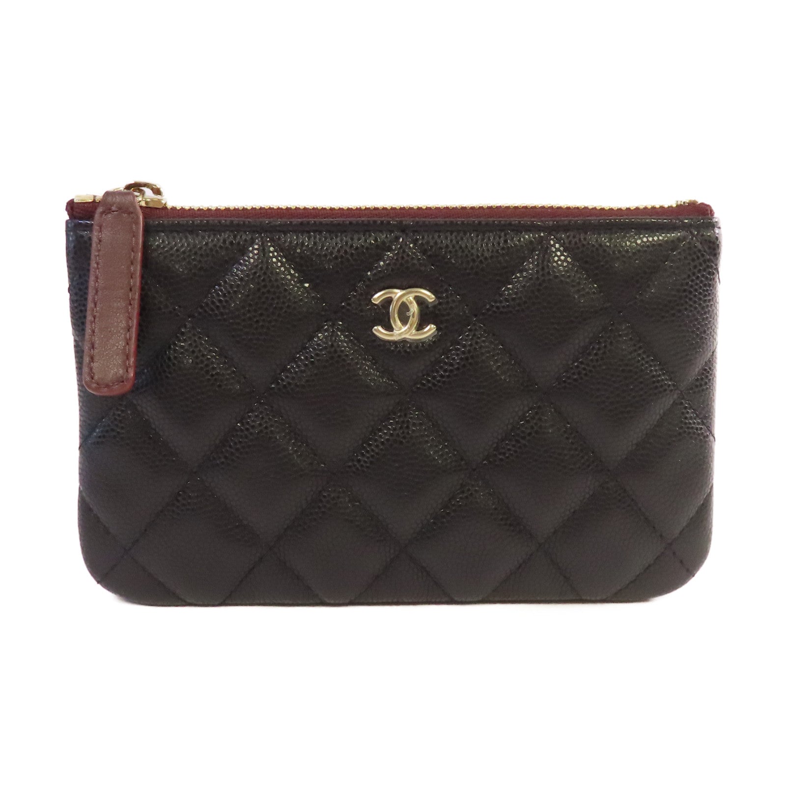 CHANEL 菱格Caviar皮革Coin Card Case金扣零錢包/卡片套黑色