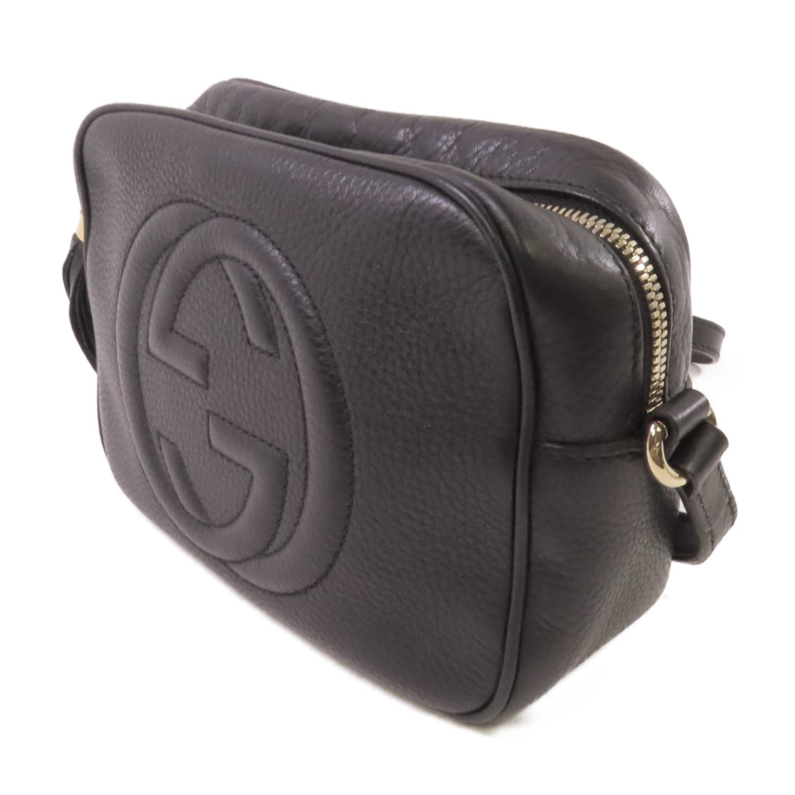 GUCCI 牛皮皮革Soho Disco Shoulder Bag金扣肩背袋黑色