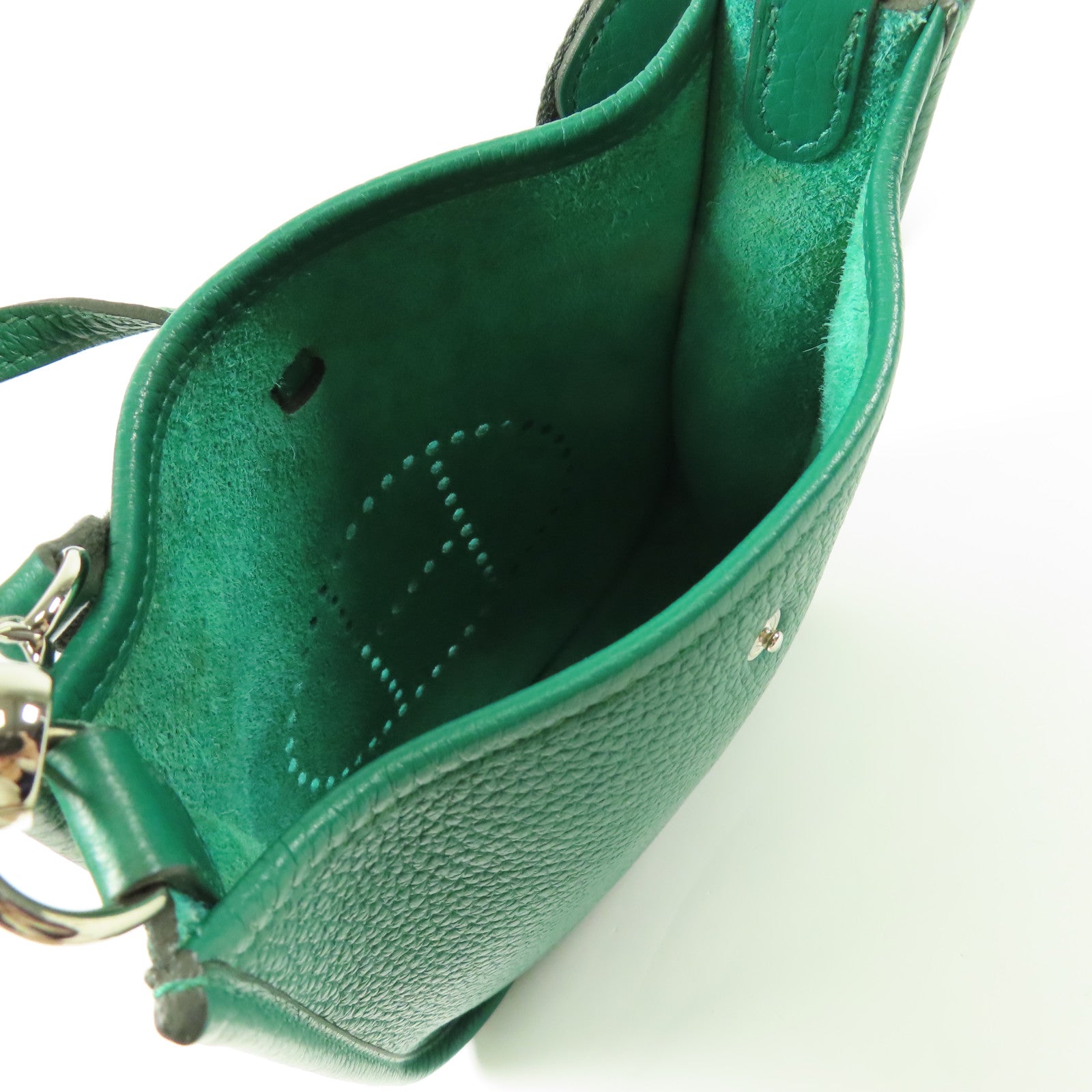 HERMES Clemence皮革Evelyne TPM銀扣肩背袋Menthe