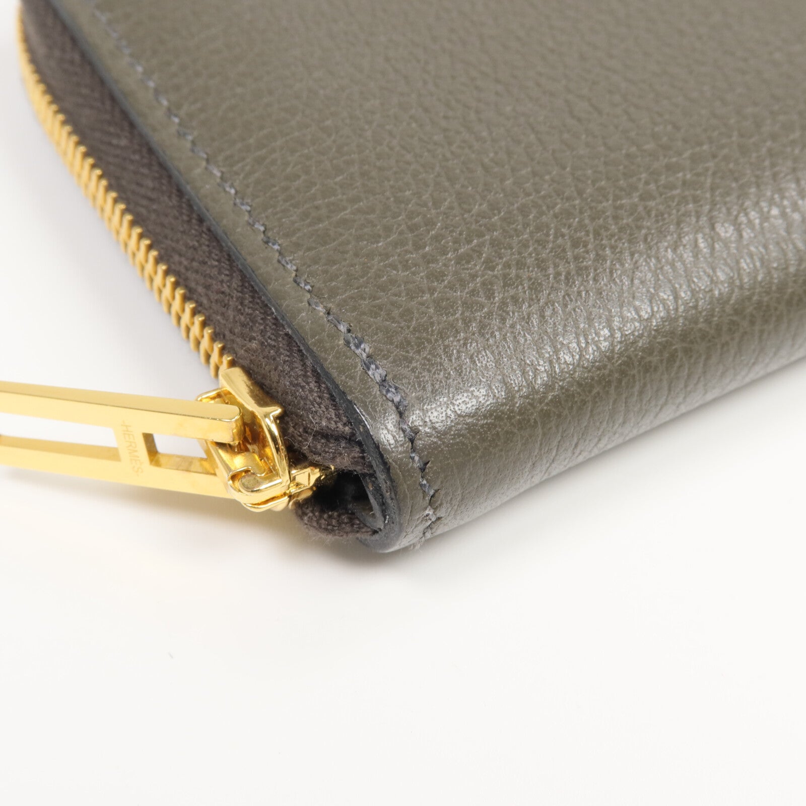 HERMES Evercolor皮革Zipengo H Compact Card Case卡片套Vert de Gris