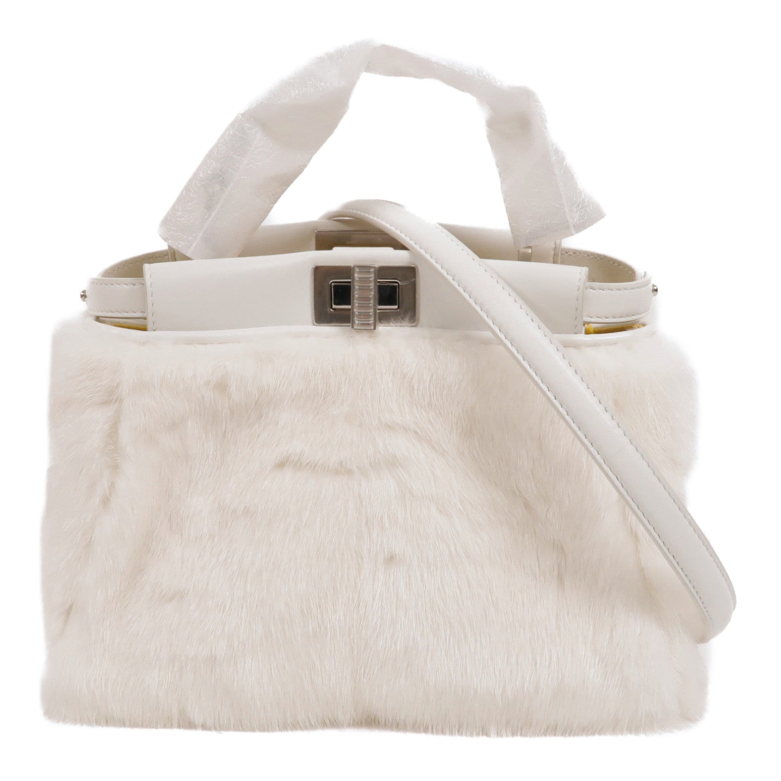 FENDI Mink/羊皮皮革Peekaboo Mini手挽肩背兩用袋