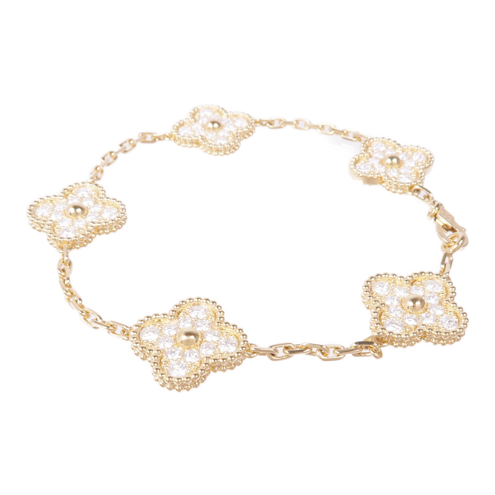 Van Cleef & Arpels 18K黃金Vintage Alhambra Bracelet鑽石手鏈