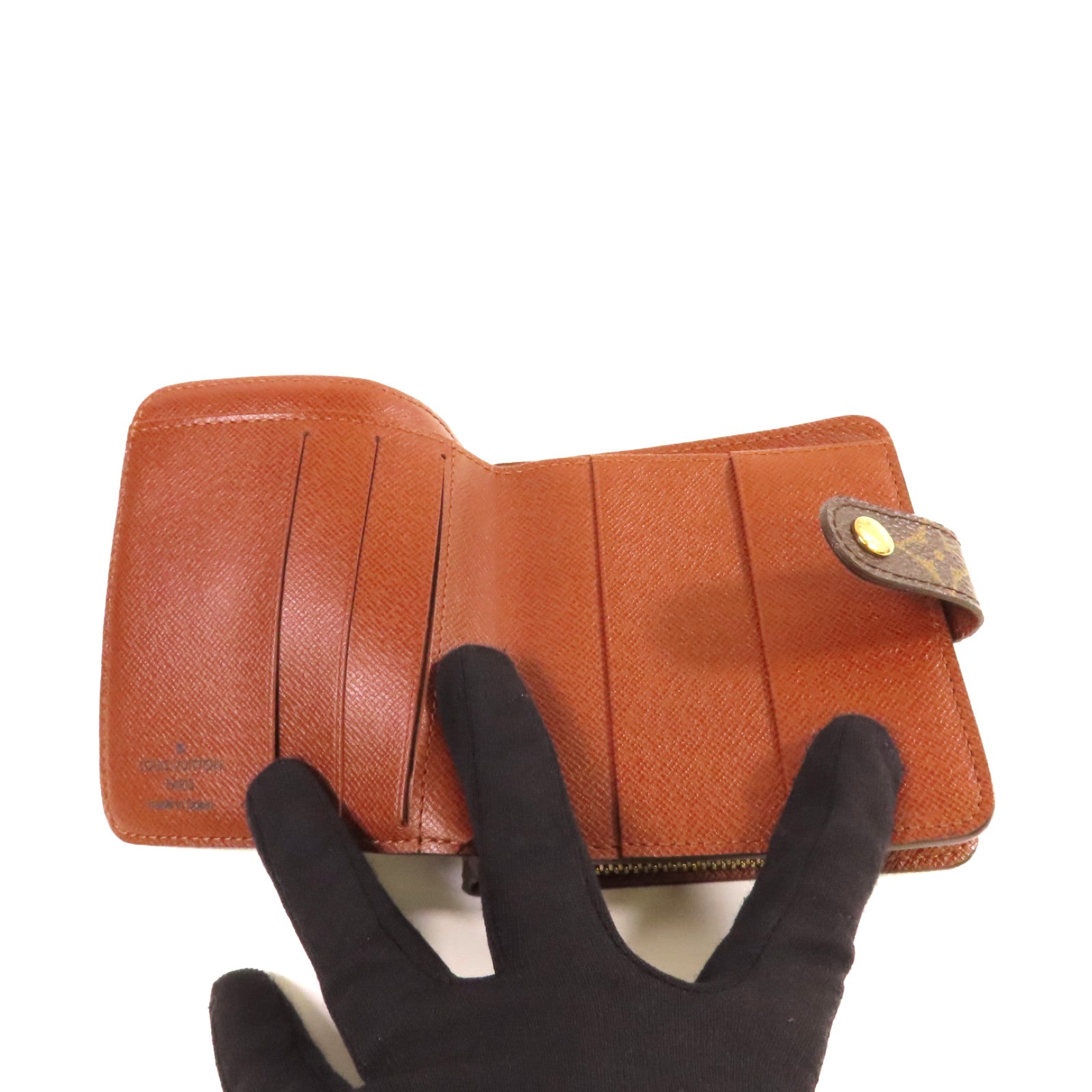 LOUIS VUITTON Monogram Compact Zip Wallet金扣錢包啡色