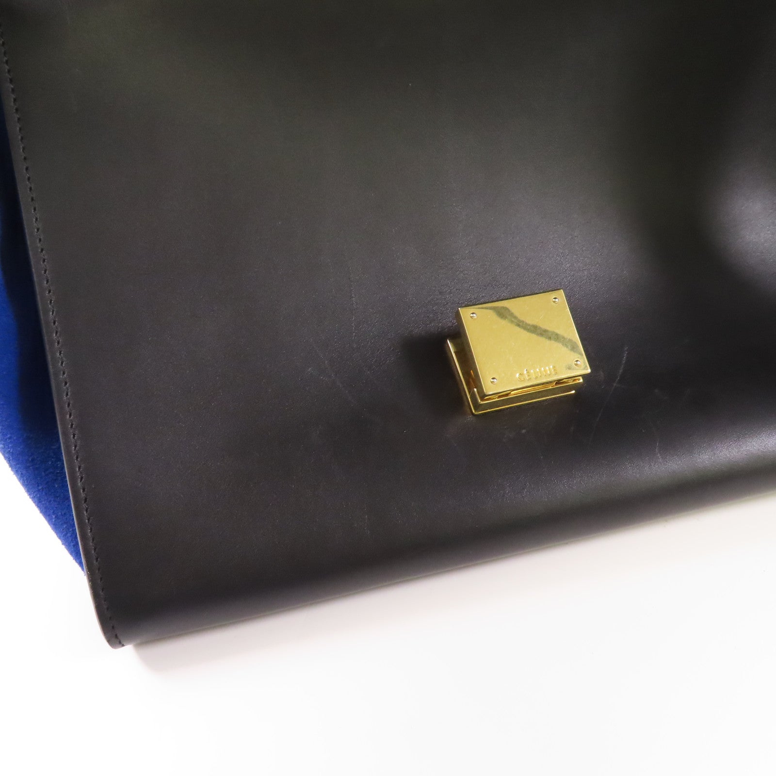 CELINE 牛皮皮革/蛇皮皮革/麂皮皮革Trapeze金扣手挽肩背兩用袋