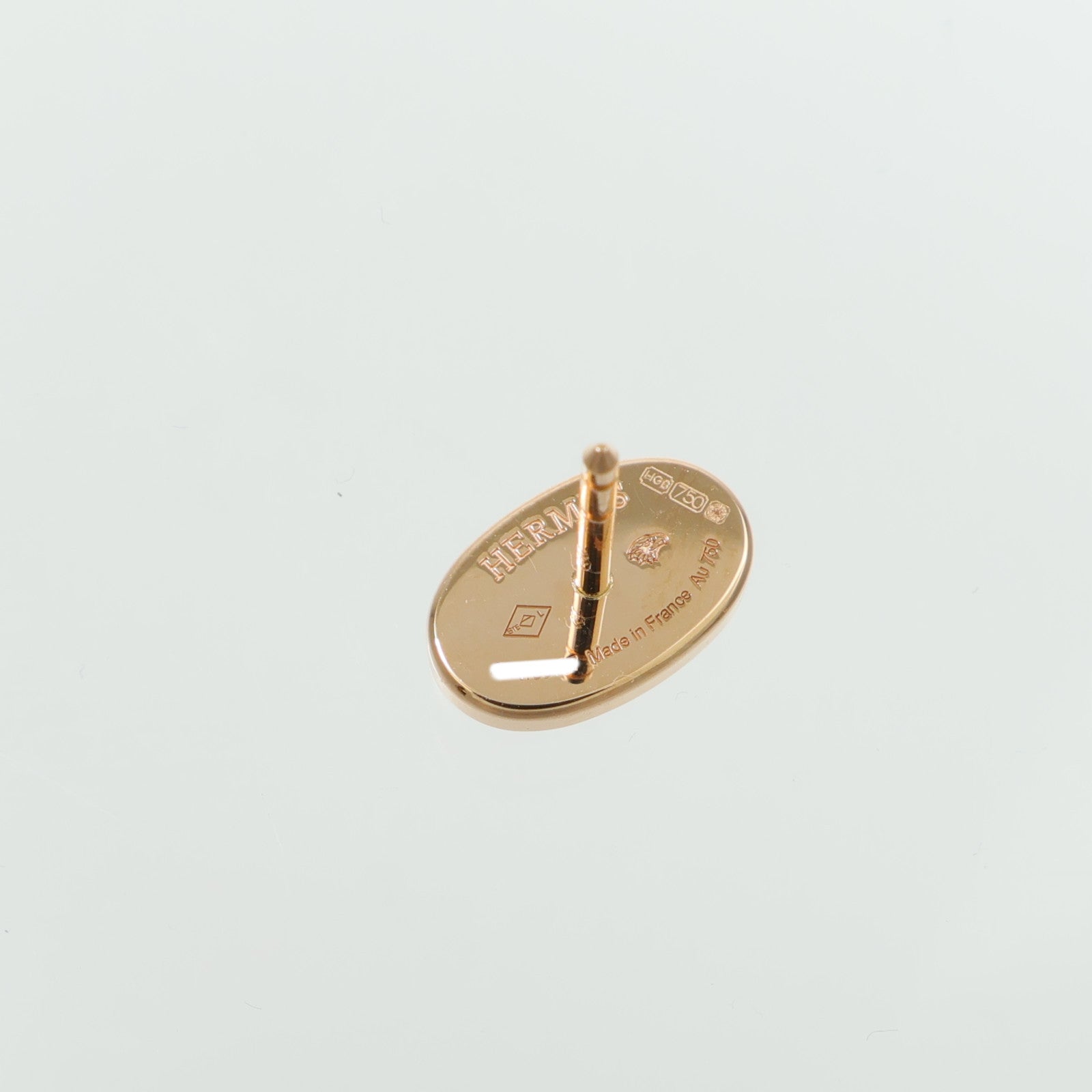 HERMES 18K玫瑰金Chaine d'ancre Contour Stud Earrings鑽石耳環